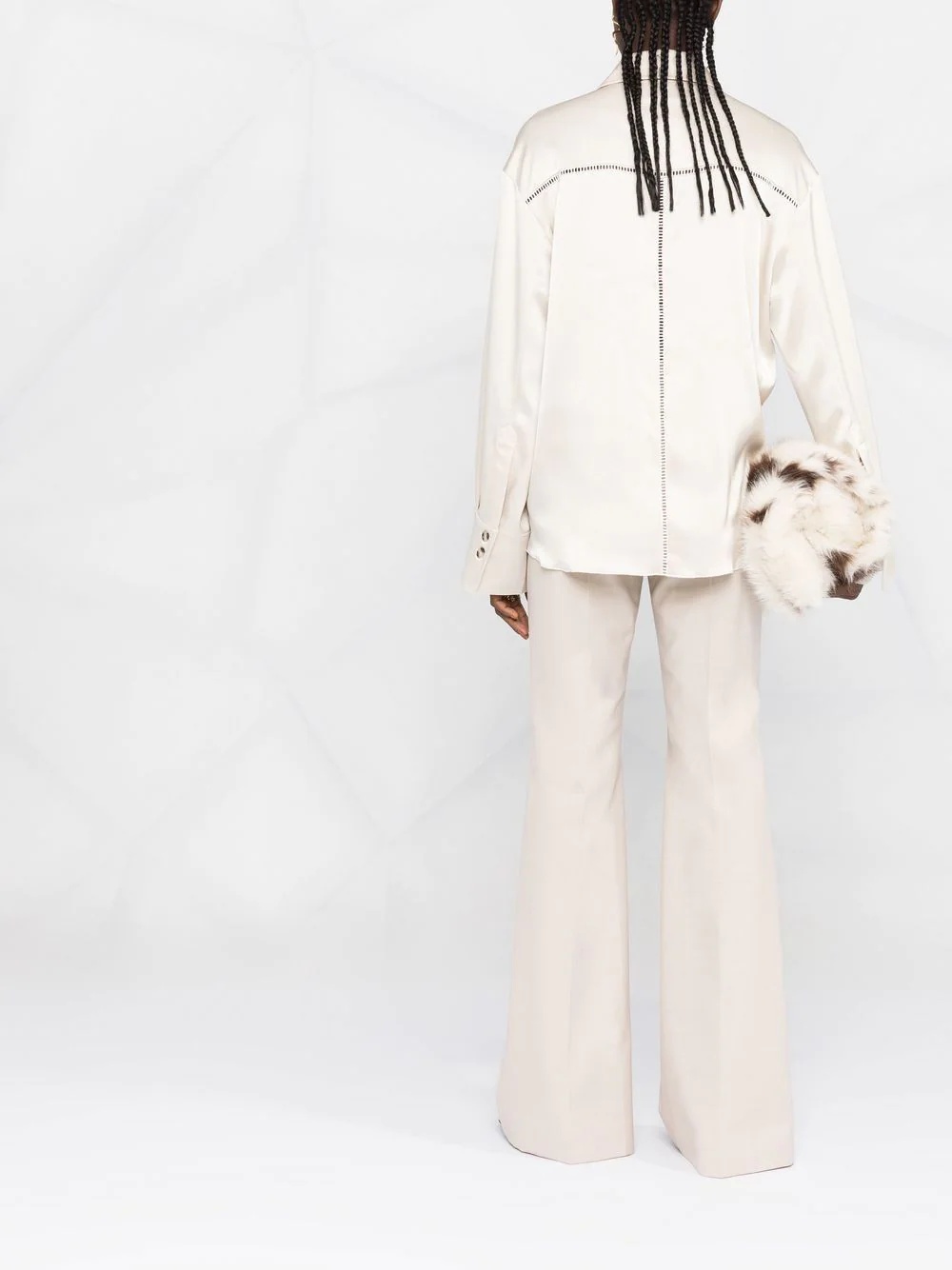Caio ladder-stitch satin shirt - 6