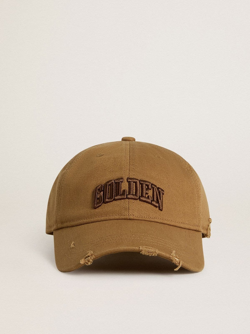 Beige cotton baseball cap with a lived-in finish 1