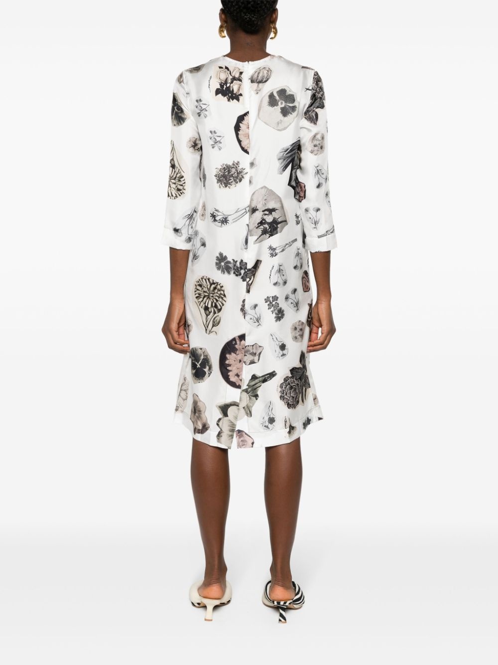 floral collage-print silk dress - 4