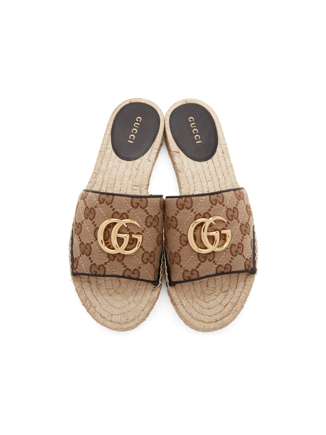 Beige Canvas GG Espadrille Sandals - 5