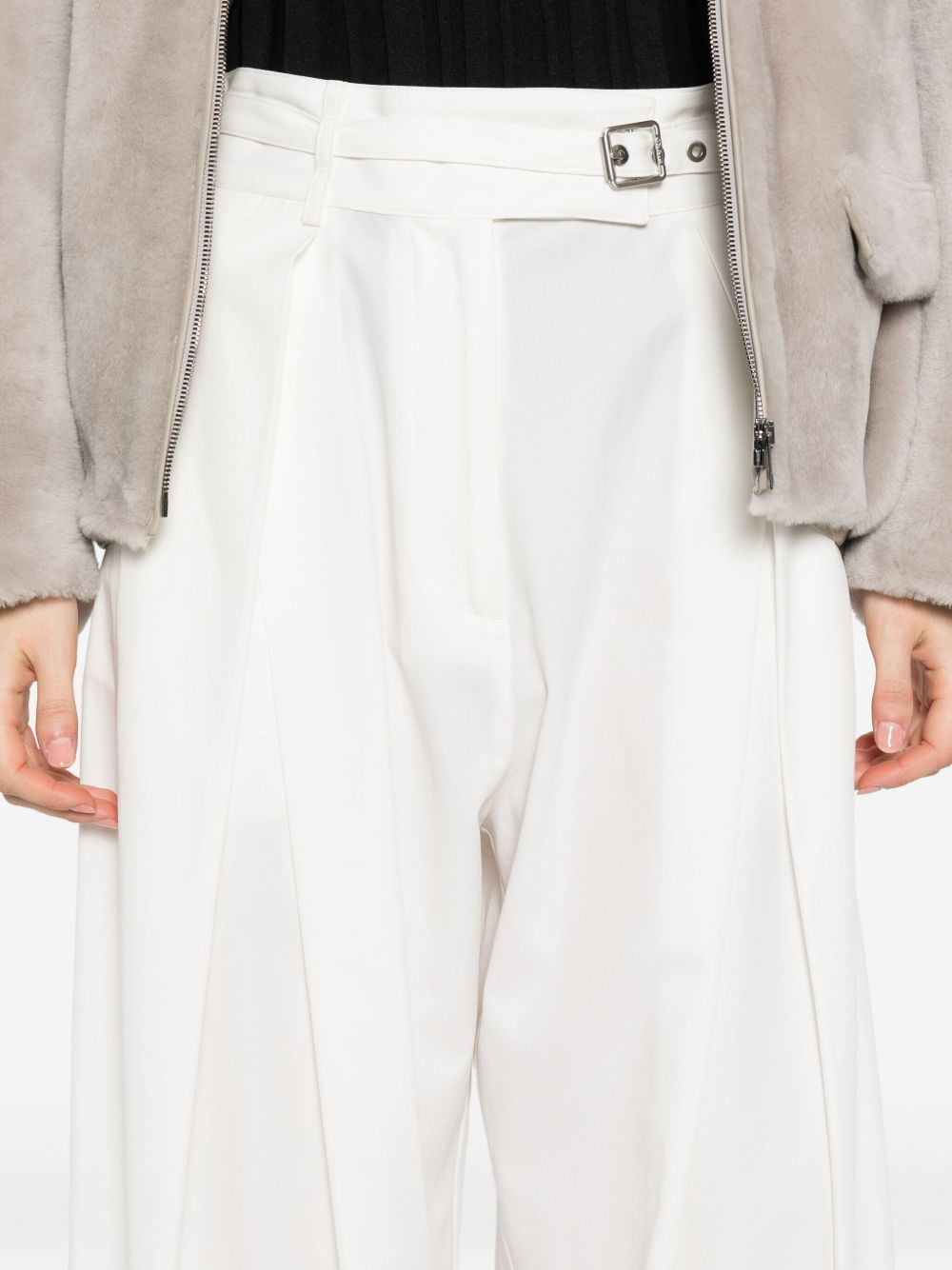 pleated belted straight trousers - 5