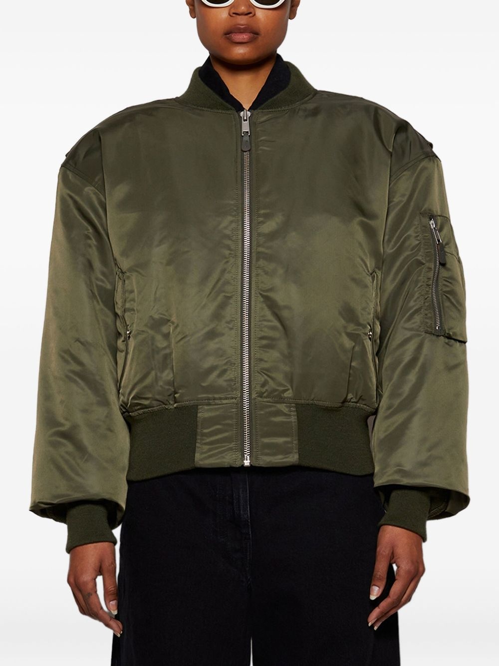 puffed sleeve bomber jacket - 2