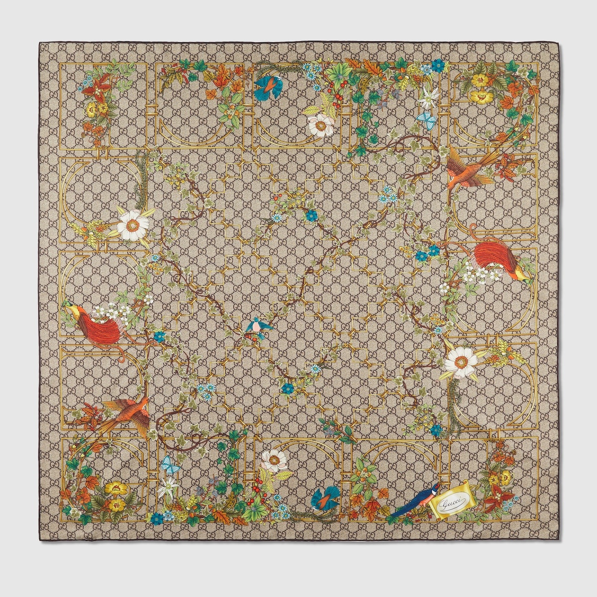 Animal and floral print silk carré - 1