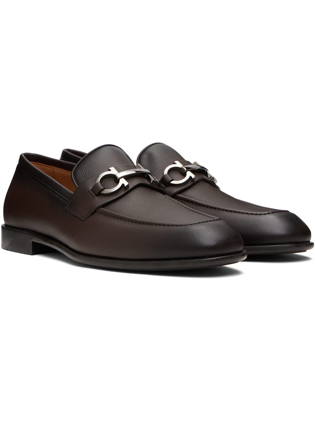 Brown Gancini Ornament Loafers - 4