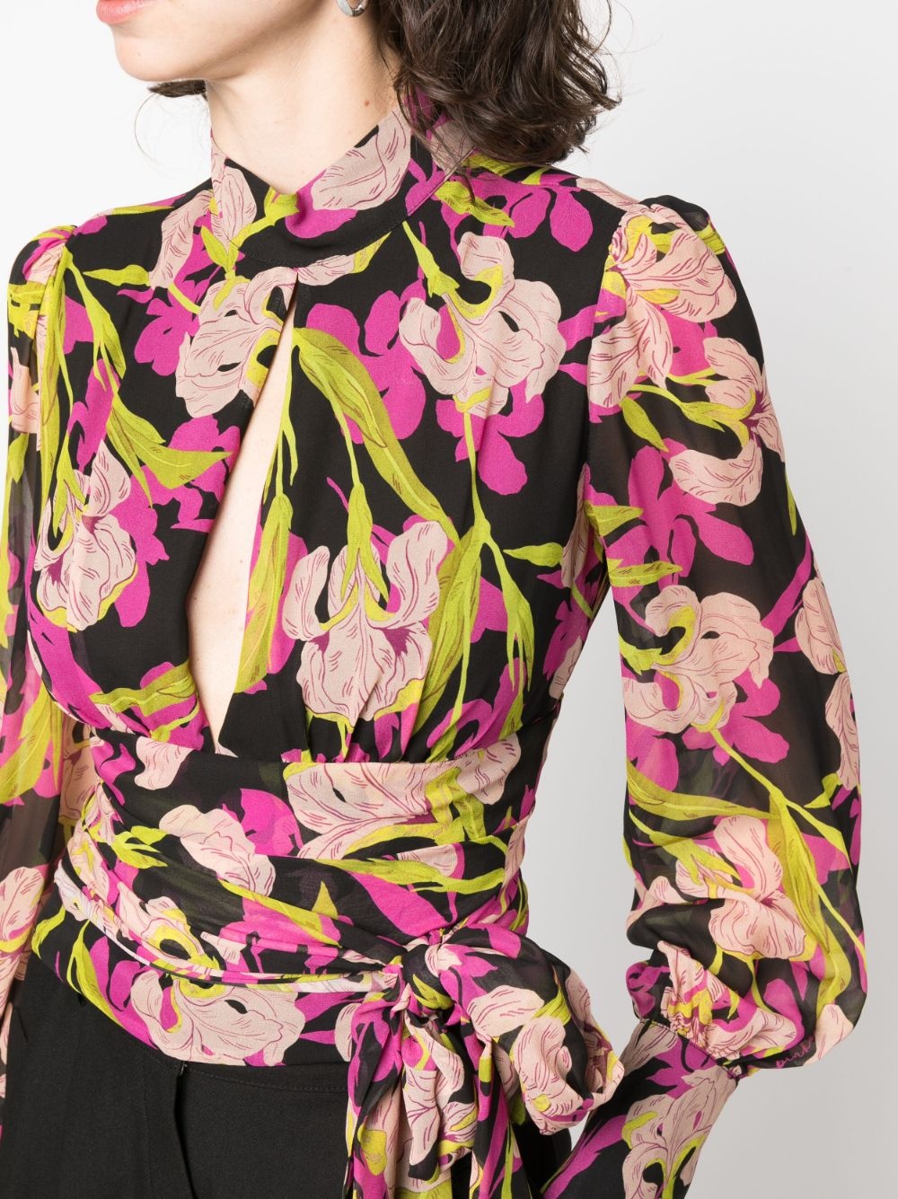 floral-print long-sleeve blouse - 5