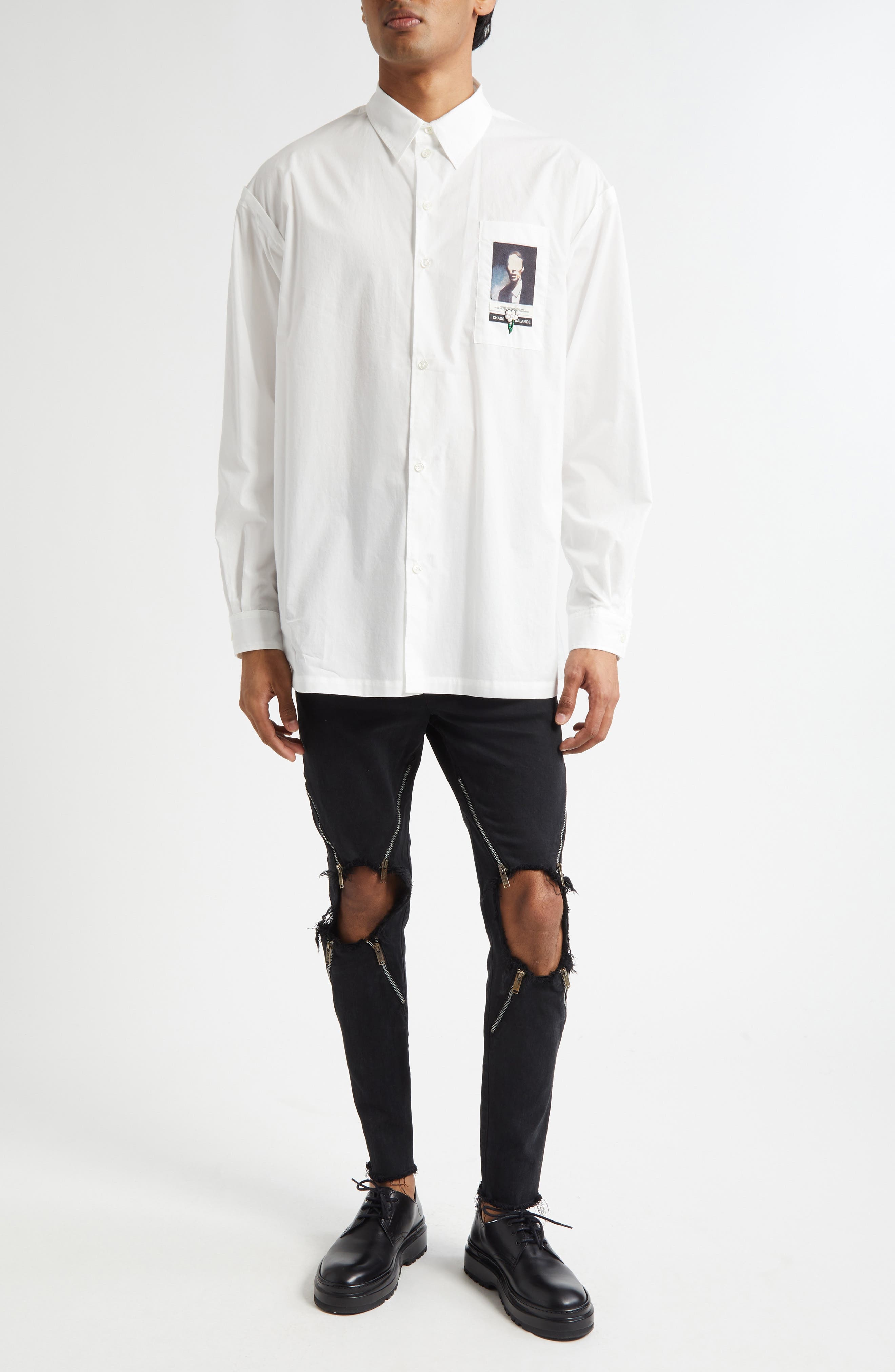 Undercover Ripped Knee Zip Detail Pants in Charcoal at Nordstrom - 2