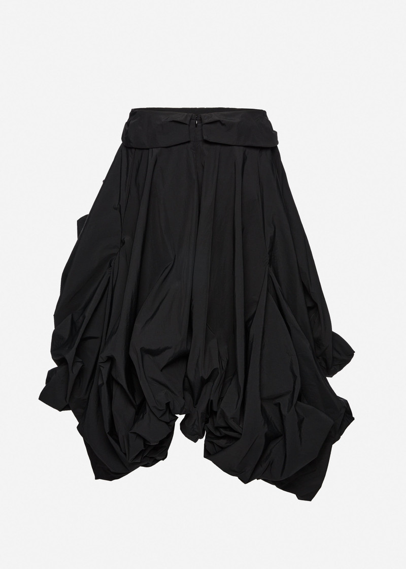 Draped skirt with sculptural volume in black 2