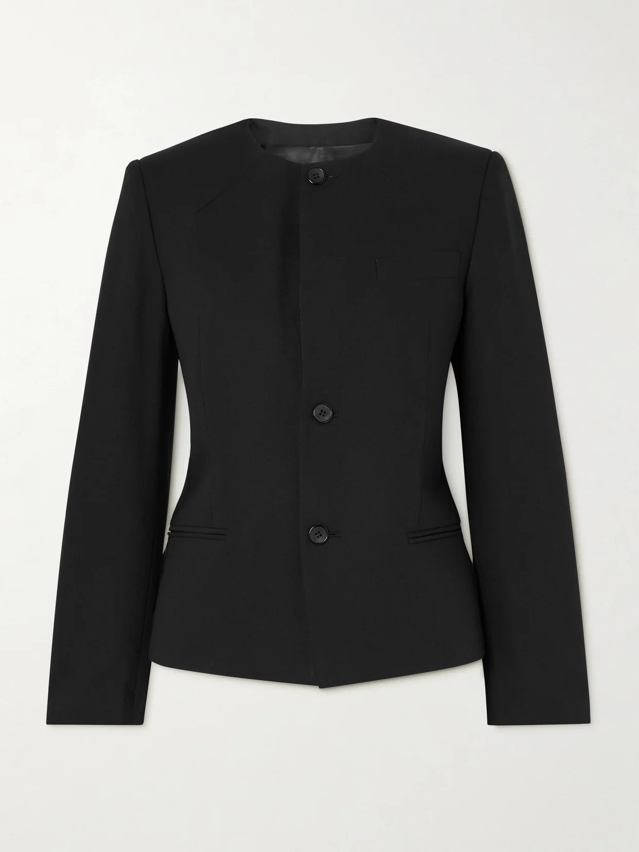 Cropped Grain De Poudre Wool Blazer - 1