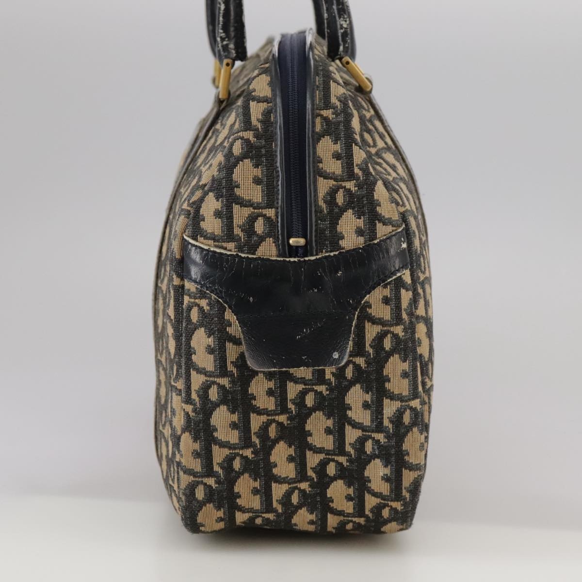 DIOR Trotter Canvas Hand Bag Navy Gold - 4