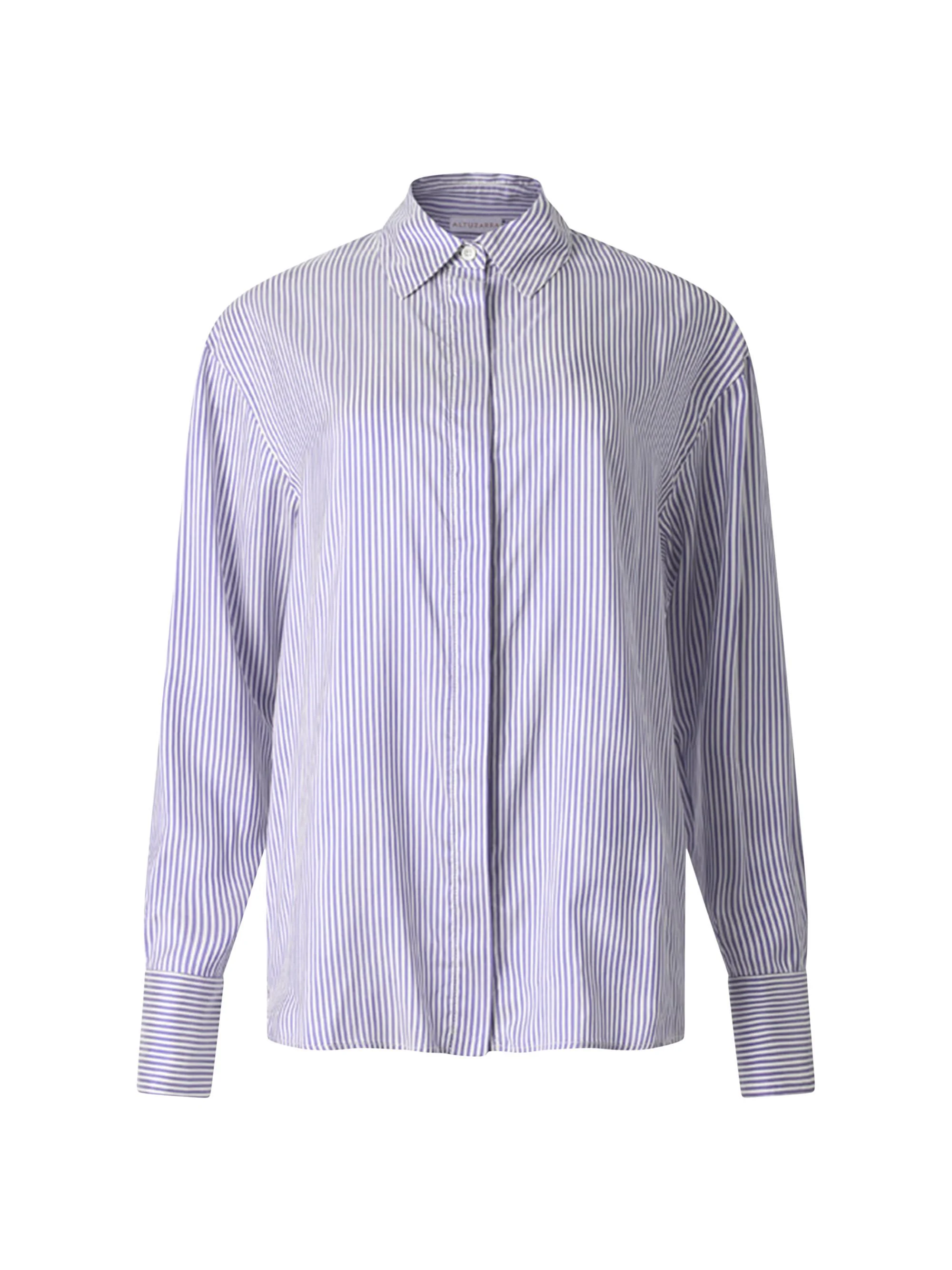 Women's Chika Striped Silk Shirt - Bluejay Stripe - 1
