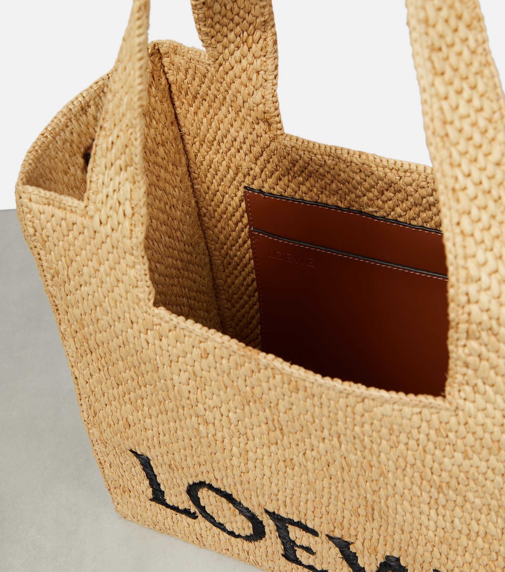 Paula's Ibiza Medium logo raffia tote bag - 3