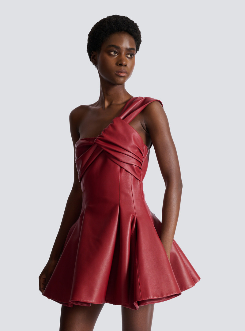 Smooth leather one-shoulder dress 6