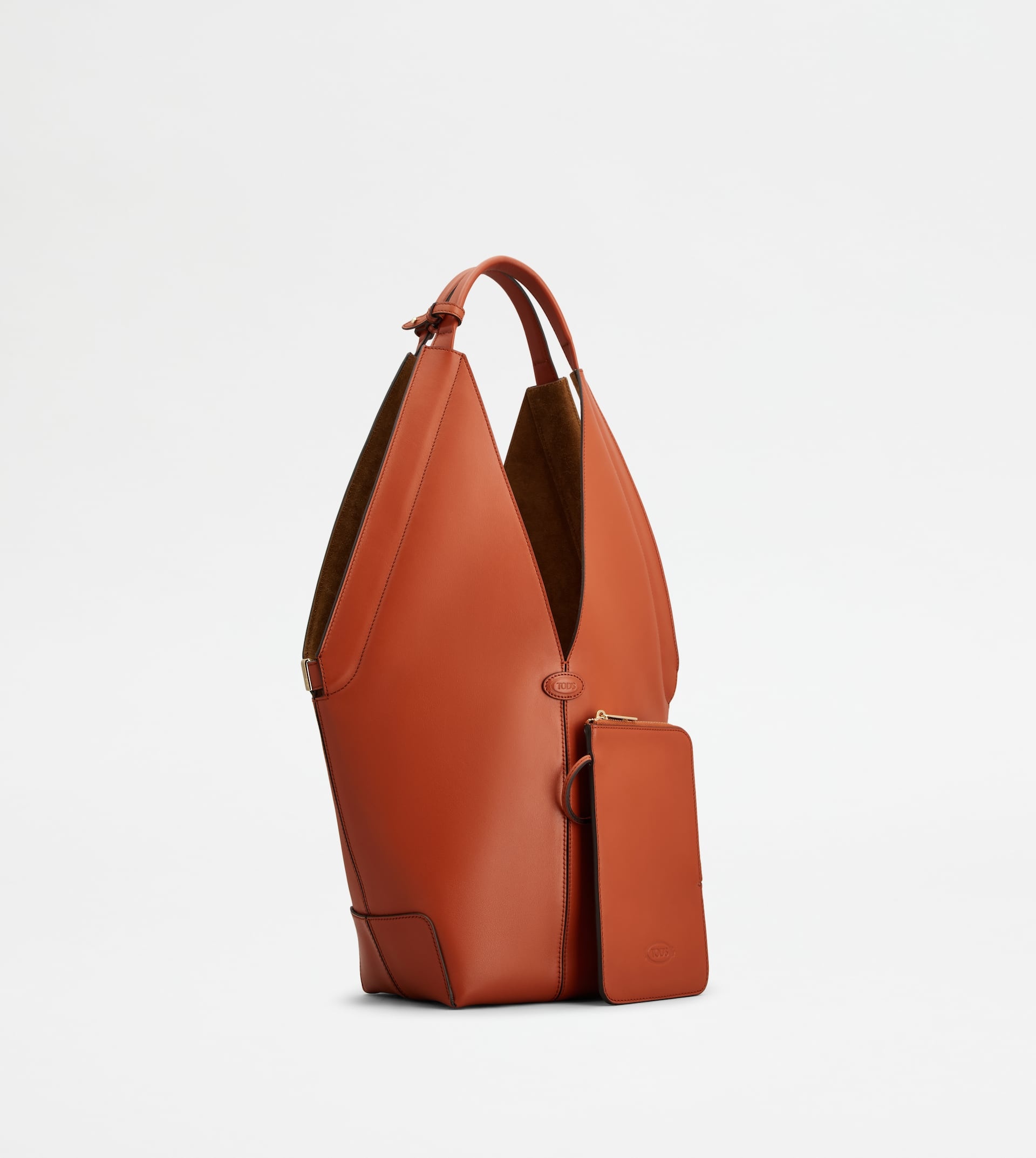 TOD'S DI BAG FOLIO SHOULDER BAG IN LEATHER SMALL - ORANGE 3