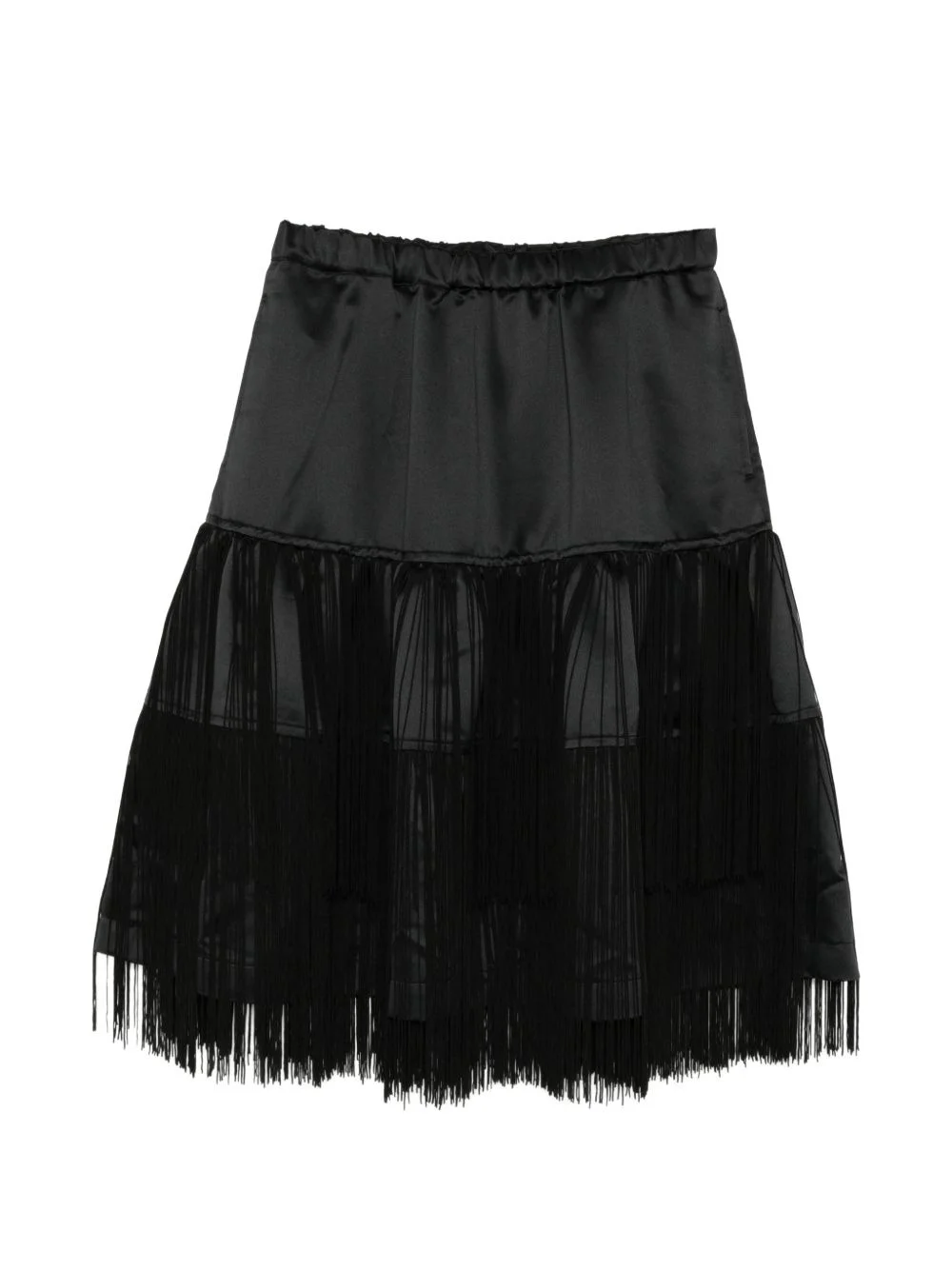 fringe-detailed tiered skirt - 1