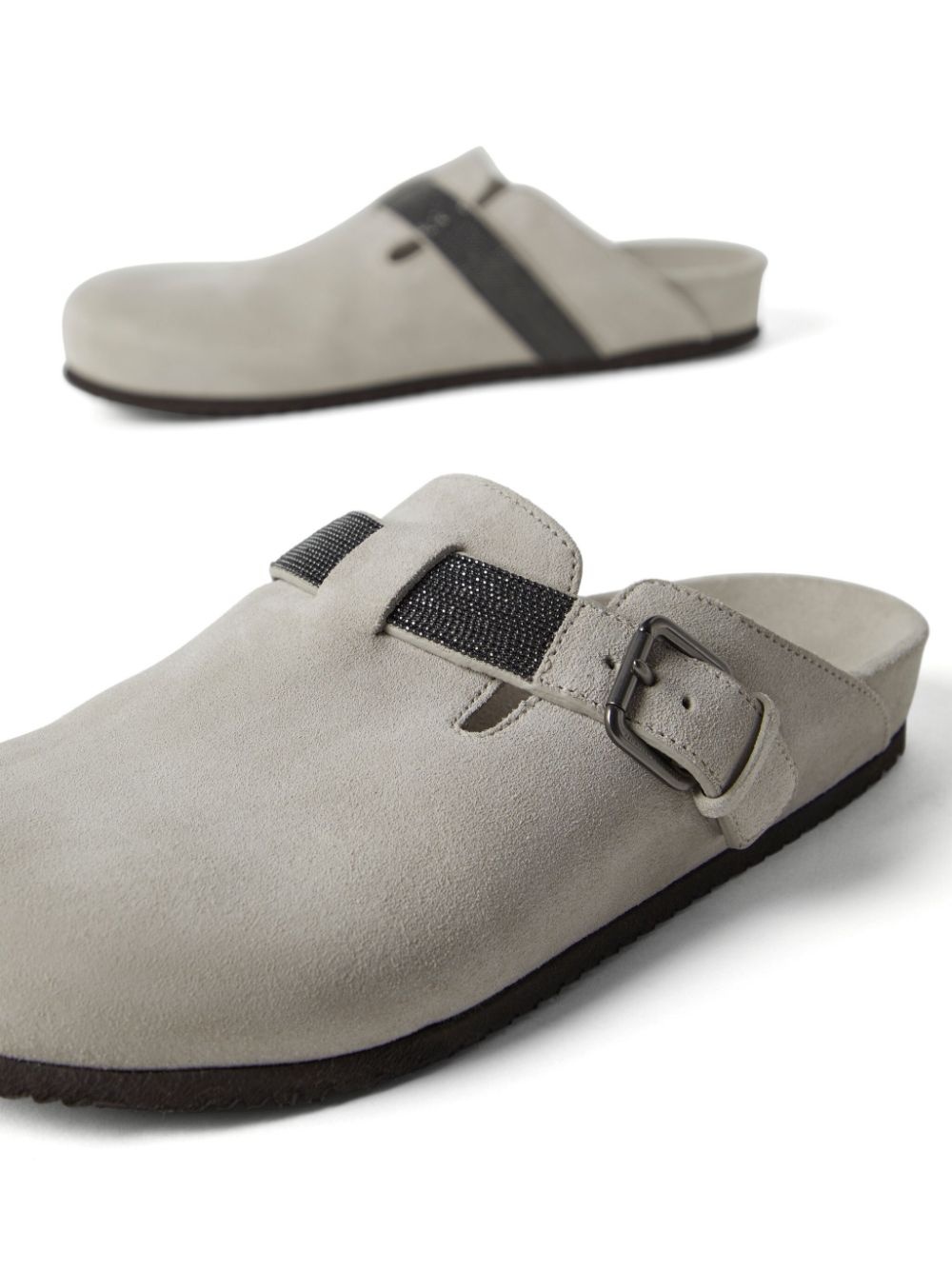 Monili-detail suede slippers - 4