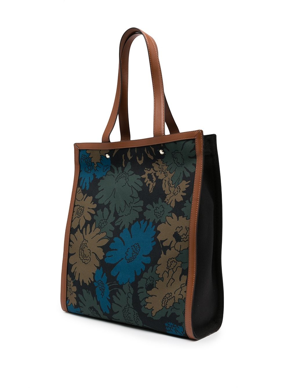 floral-print leather-trim tote bag - 3