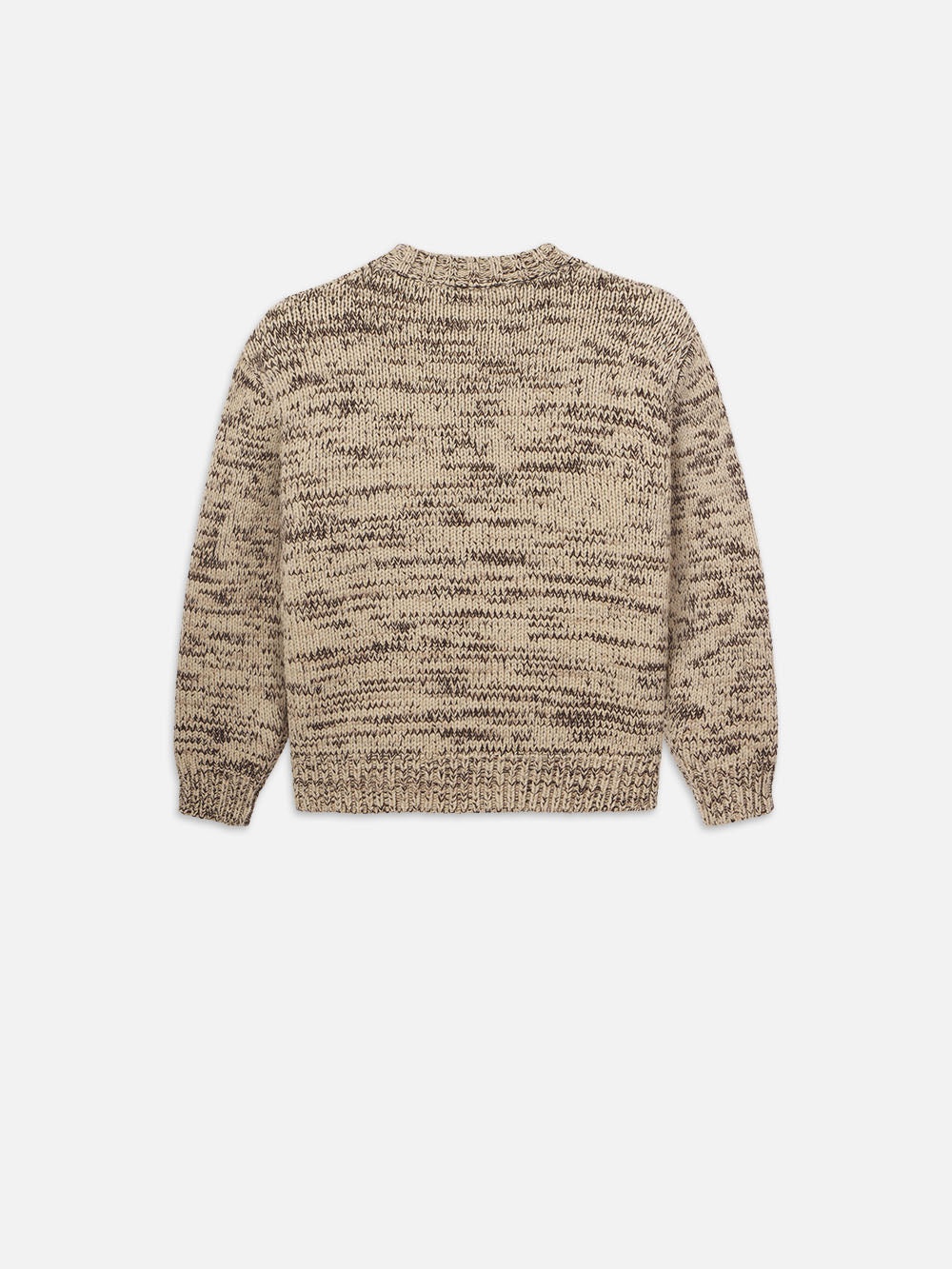 Wool Blend Crewneck in Cream/Brown - 3