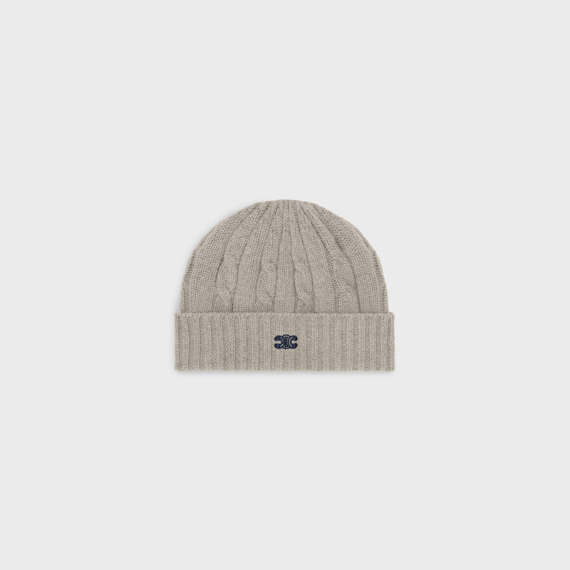 triomphe cable-knit beanie in cashmere 1