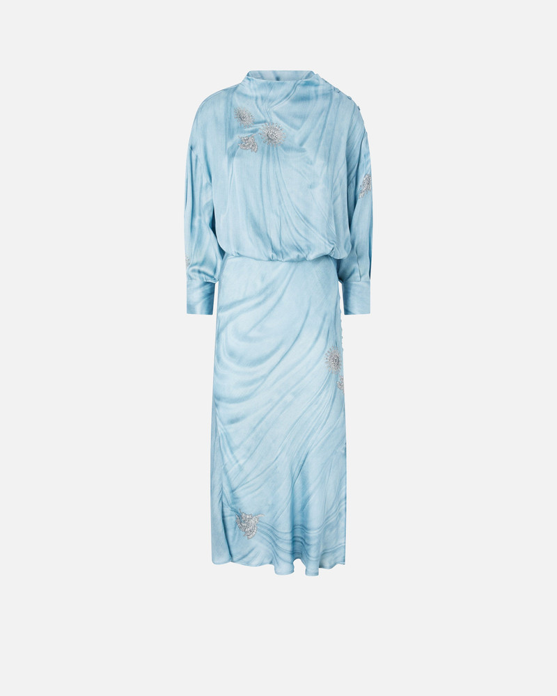 FLUID MIDI DRESS WITH PLACED JEWEL PRINT 1