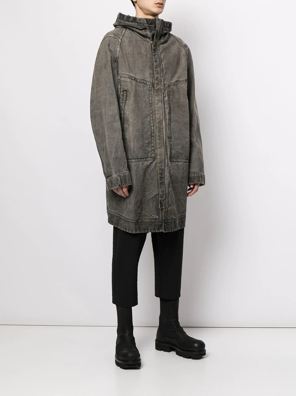 acid-wash hooded parka - 3