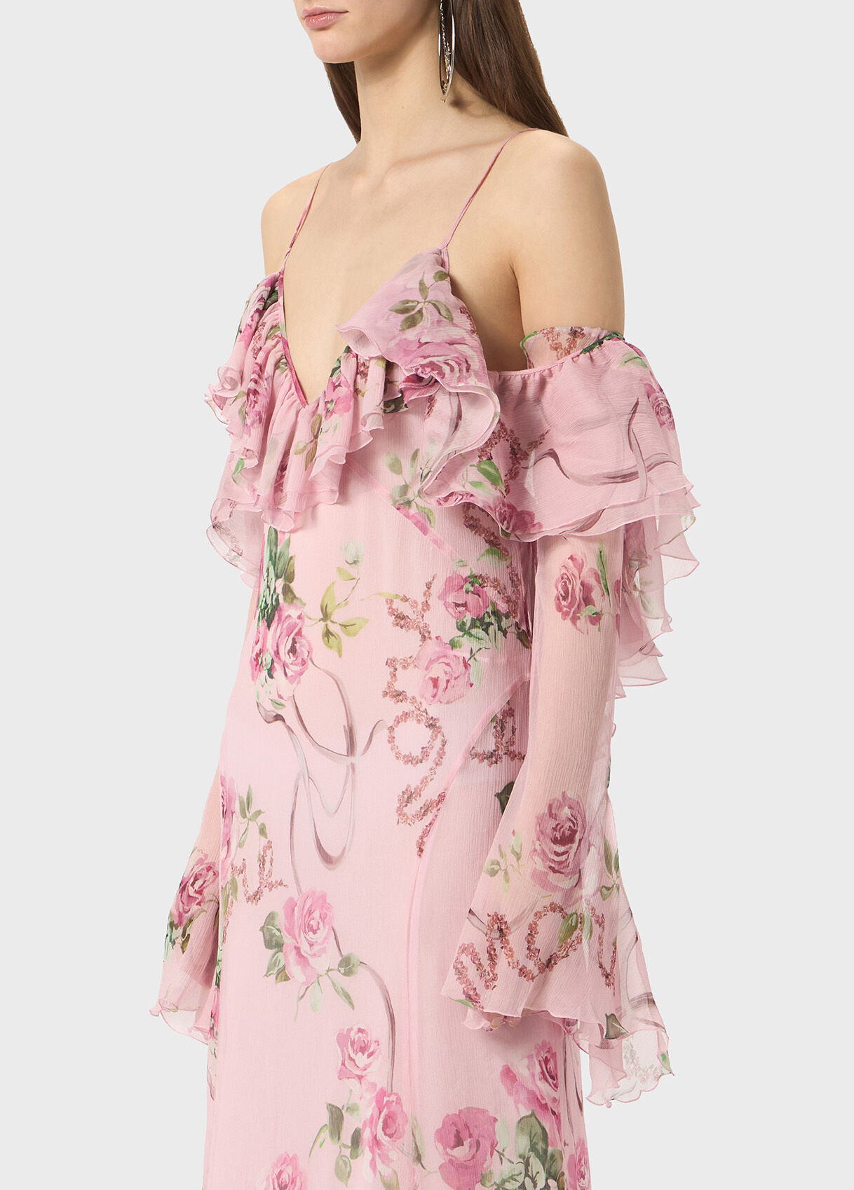 PRINTED SILK CREPONNE DRESS - 4
