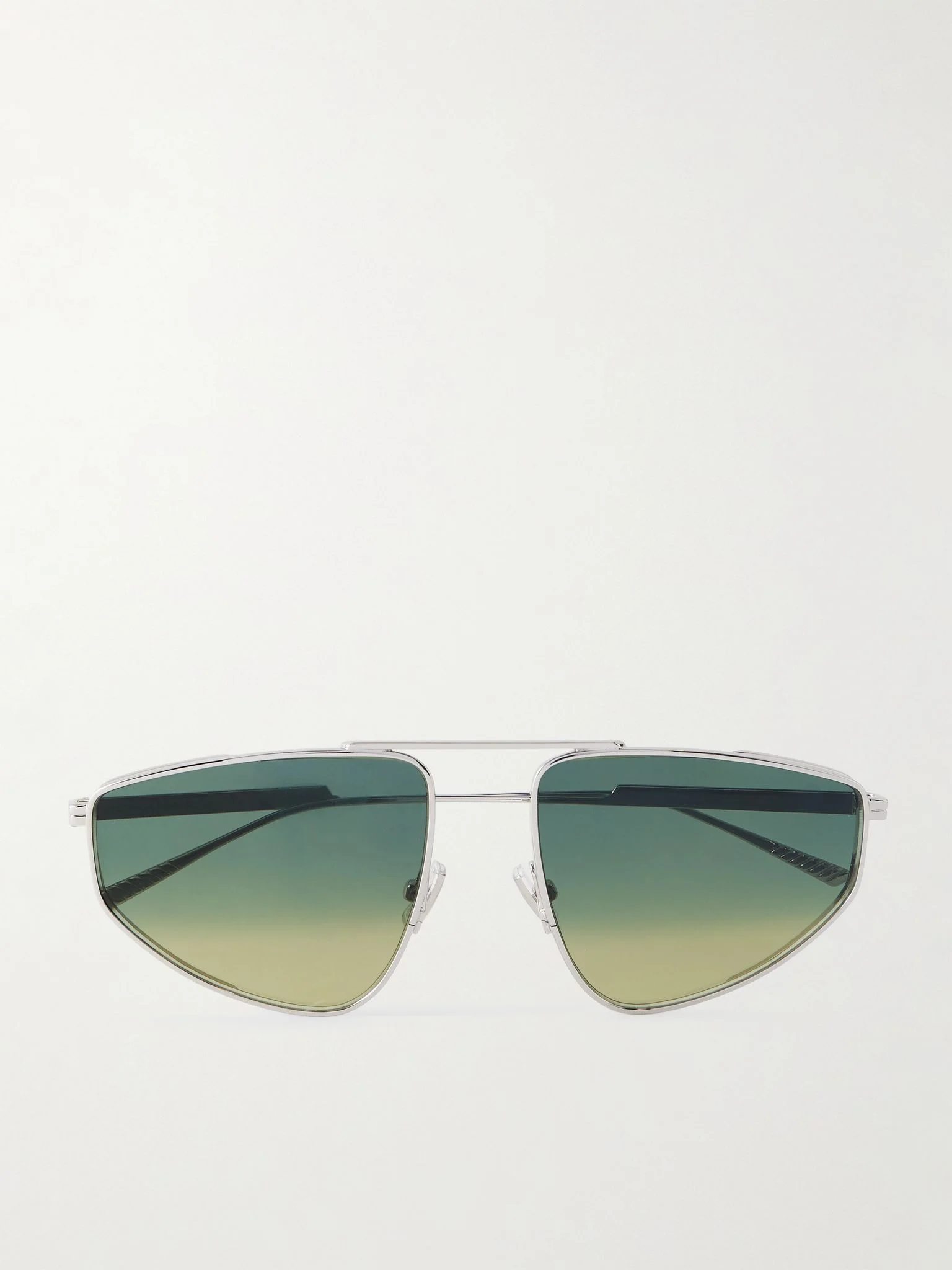 Light Ribbon Aviator-Style Silver-Tone Metal Sunglasses Silver - 1