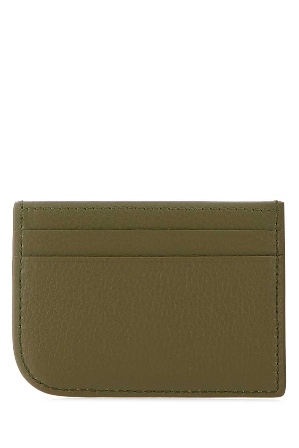 Alexander Mcqueen Men Army Green Leather Card Holder - 3