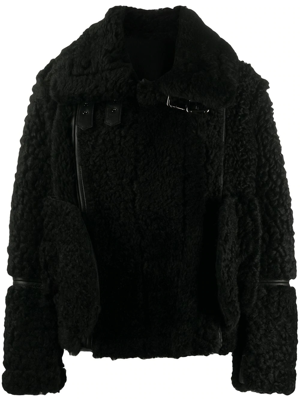 panelled biker shearling jacket - 1