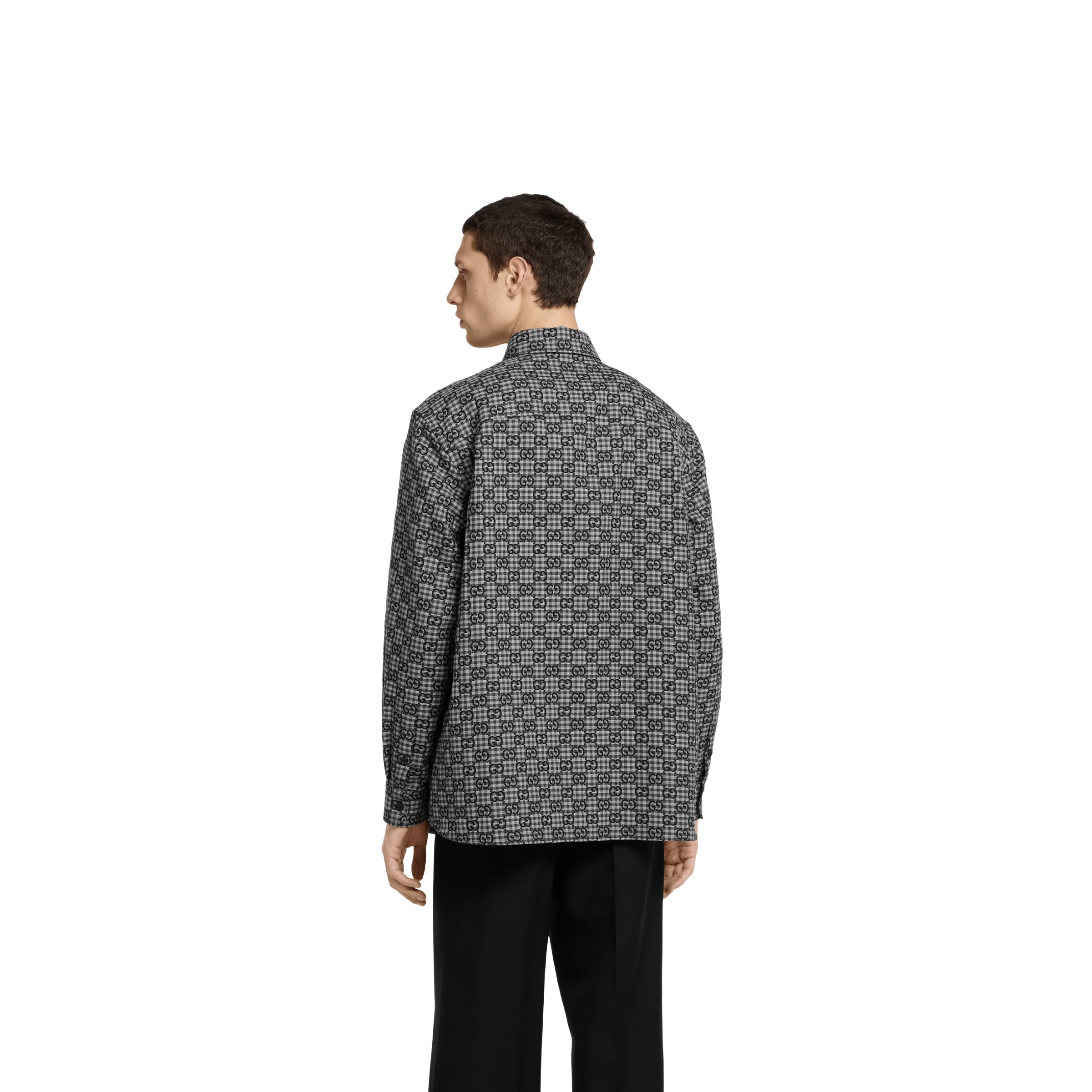 GG gingham cotton wool jacquard shirt - 4