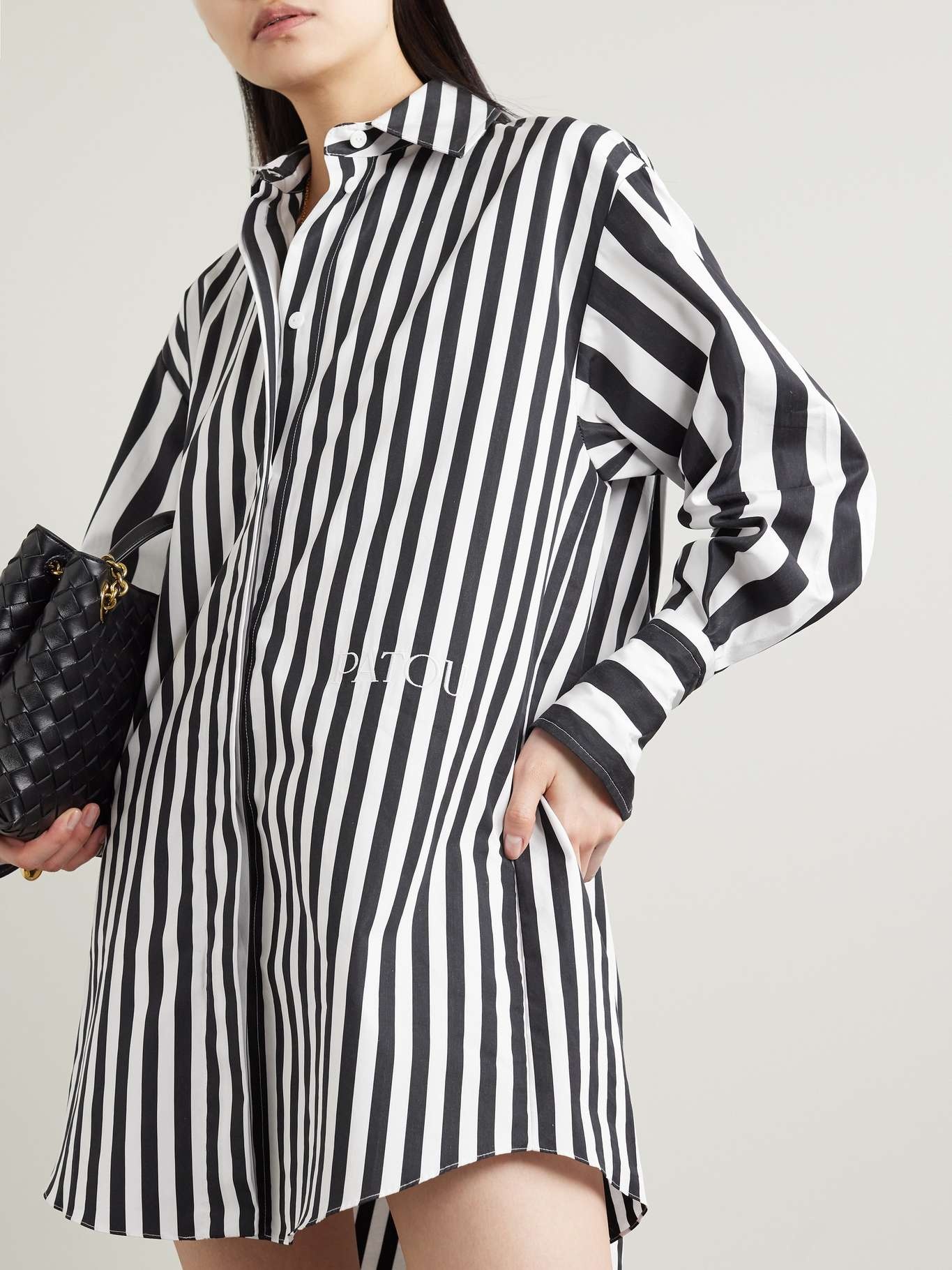 Iconic oversized embroidered striped cotton-poplin mini shirt dress - 3