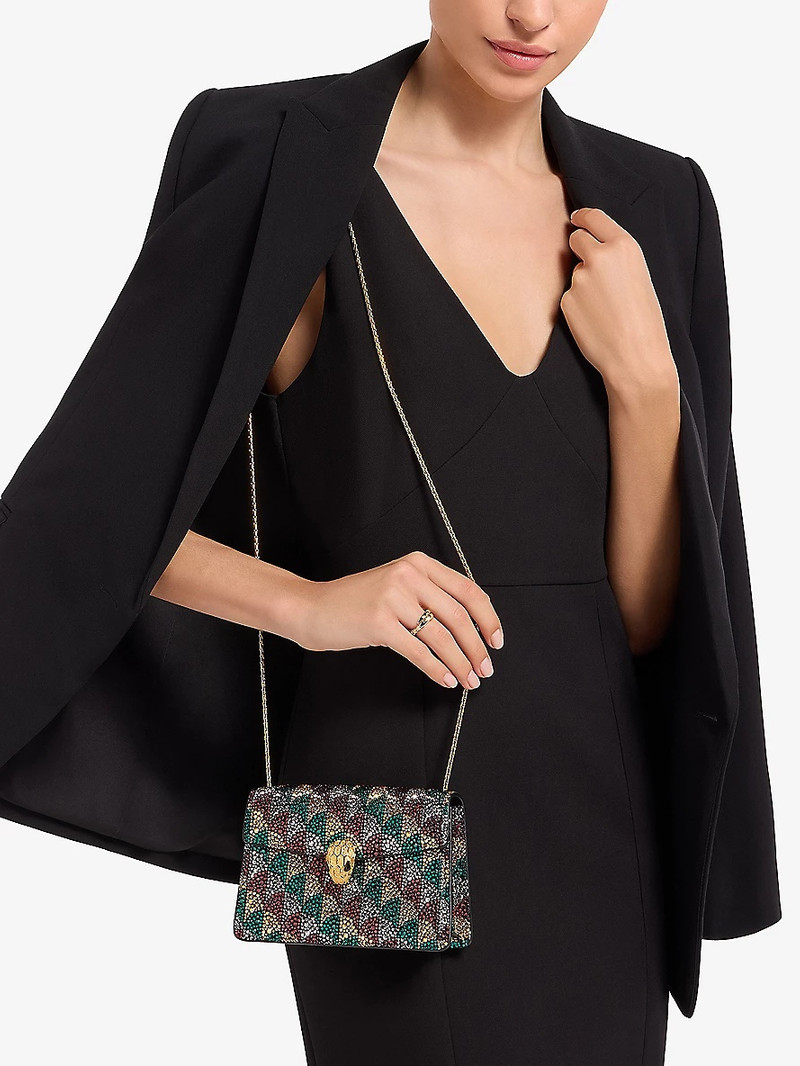 BVLGARI Serpenti Forever Mini suede covered Calla-crystal cross-body bag outlook