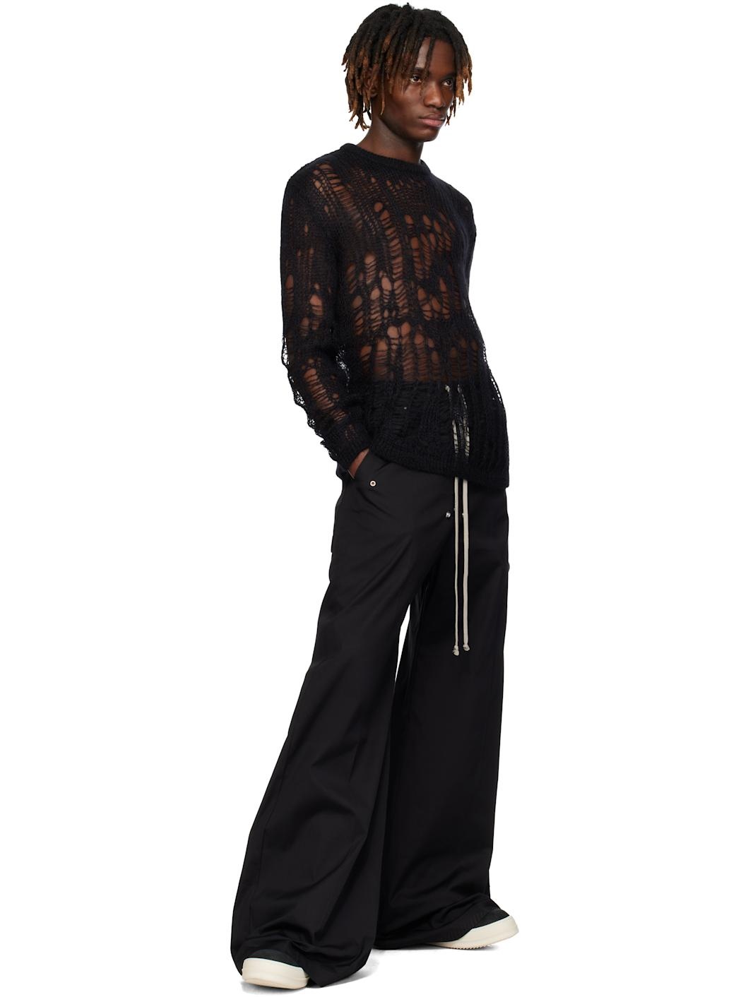Black Hollywood Biker Round Neck Sweater - 4