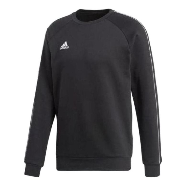 Men's adidas Solid Color Logo Printing Round Neck Pullover Long Sleeves Black CE9064 - 1