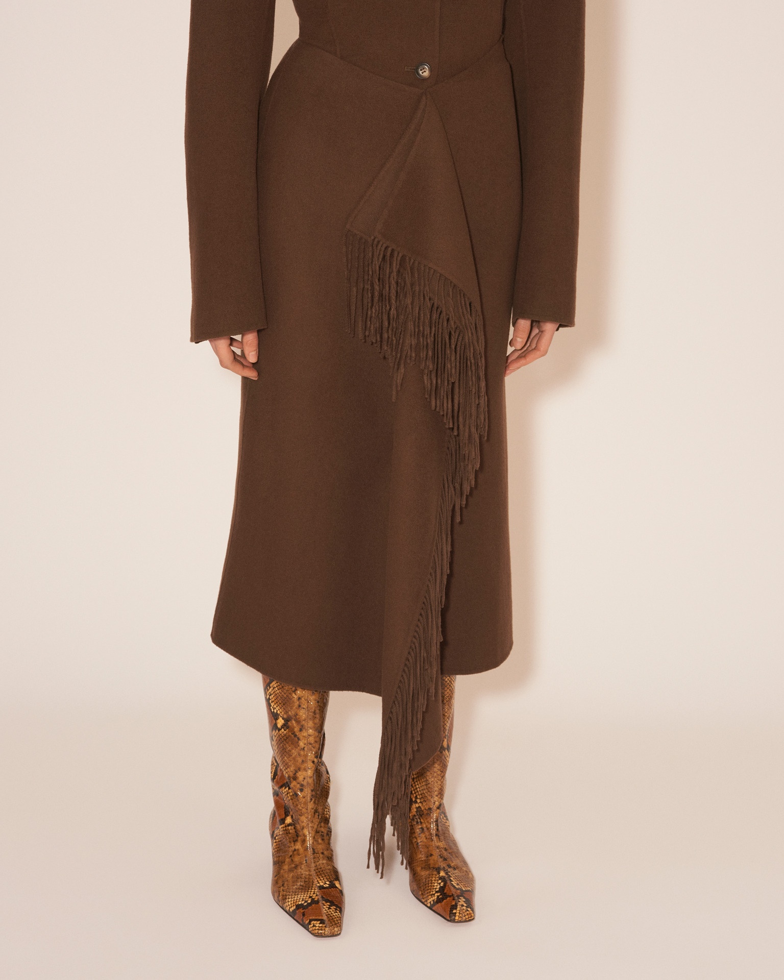 LIZA - Draped wrap light double wool blanket skirt - Soil - 6