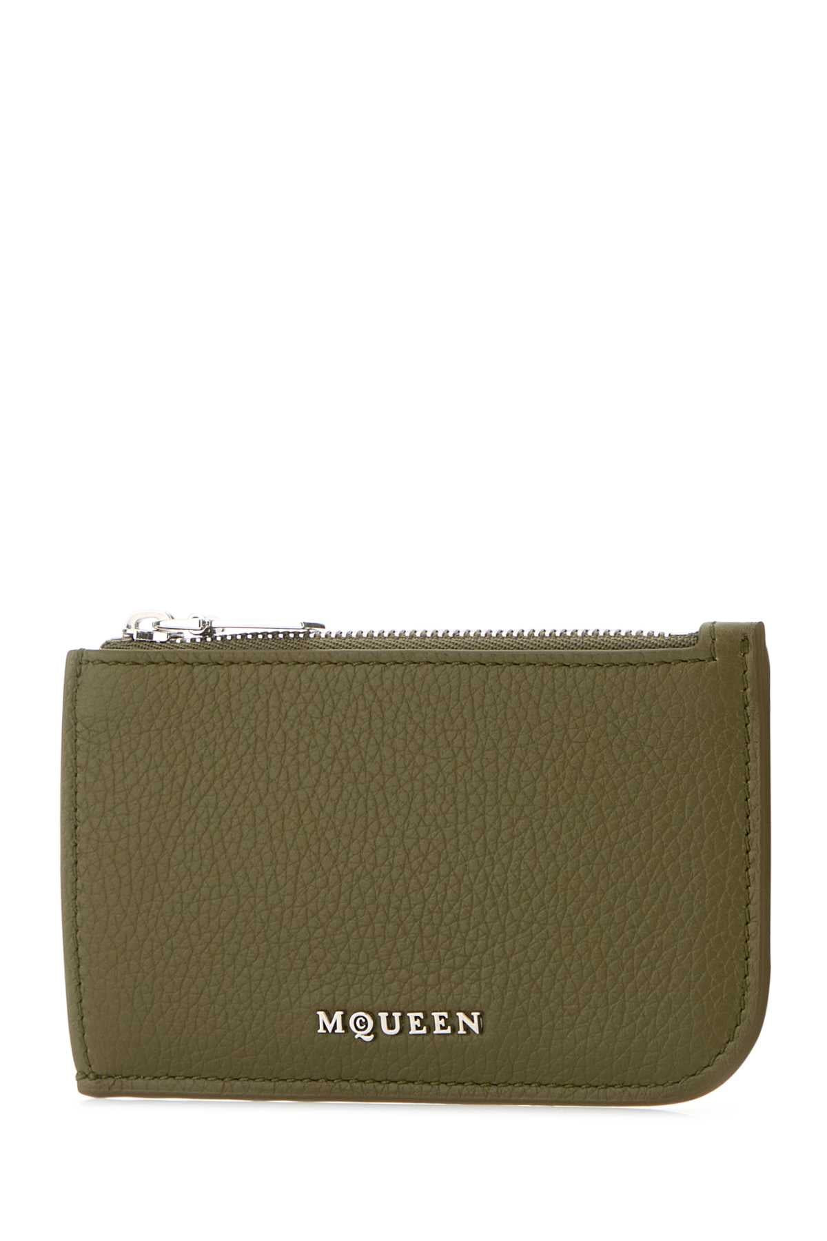 Alexander Mcqueen Men Army Green Leather Card Holder - 2