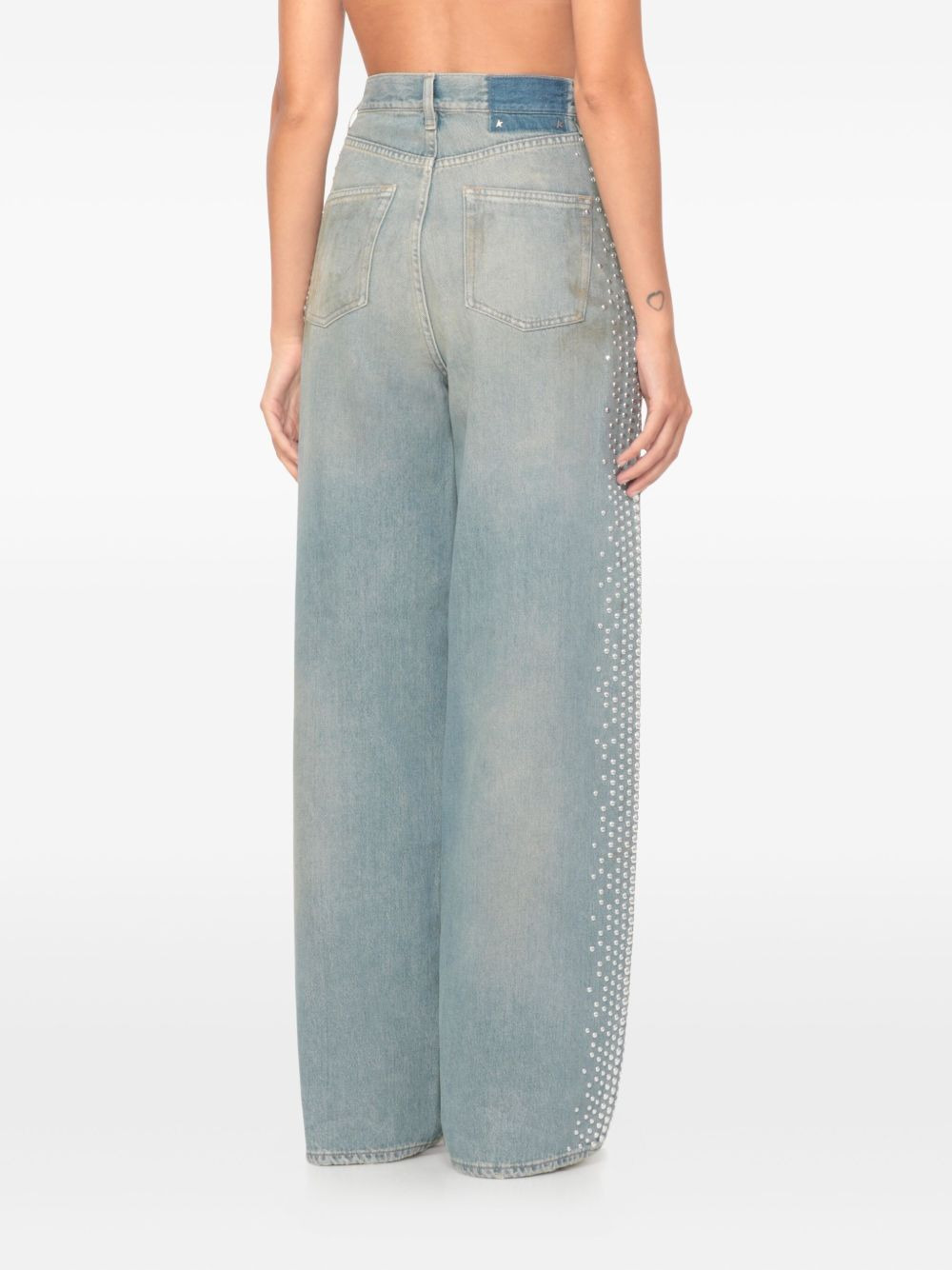 side-stud embellished jeans - 4