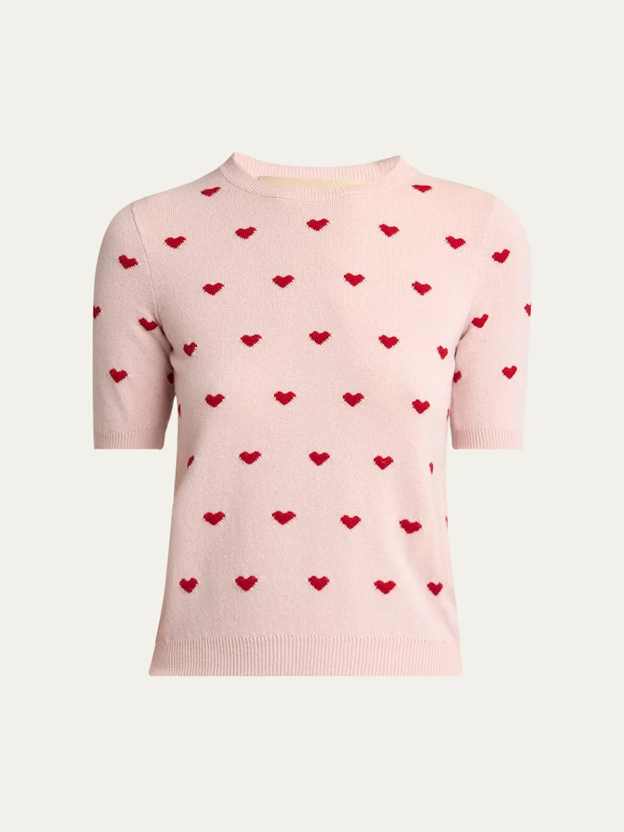 Crewneck Heart Jacquard Sweater - 1