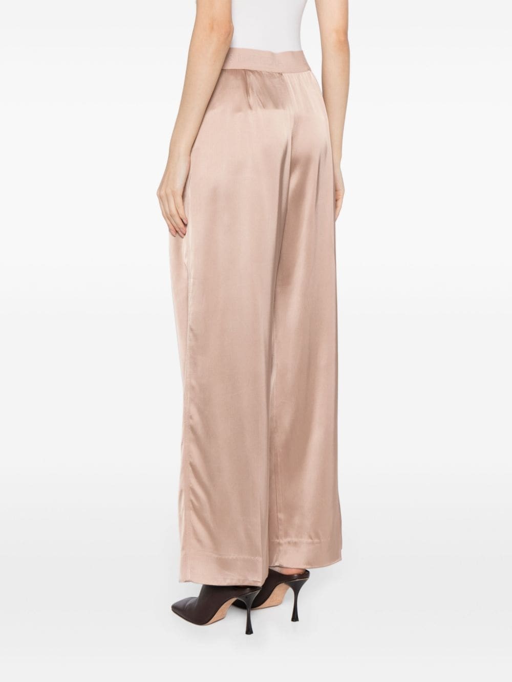Ciara logo-waistband satin trousers - 4