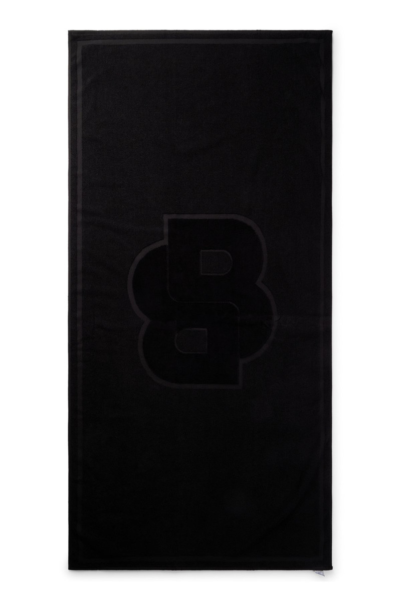 BOSS COTTON BEACH TOWEL WITH DOUBLE MONOGRAM outlook