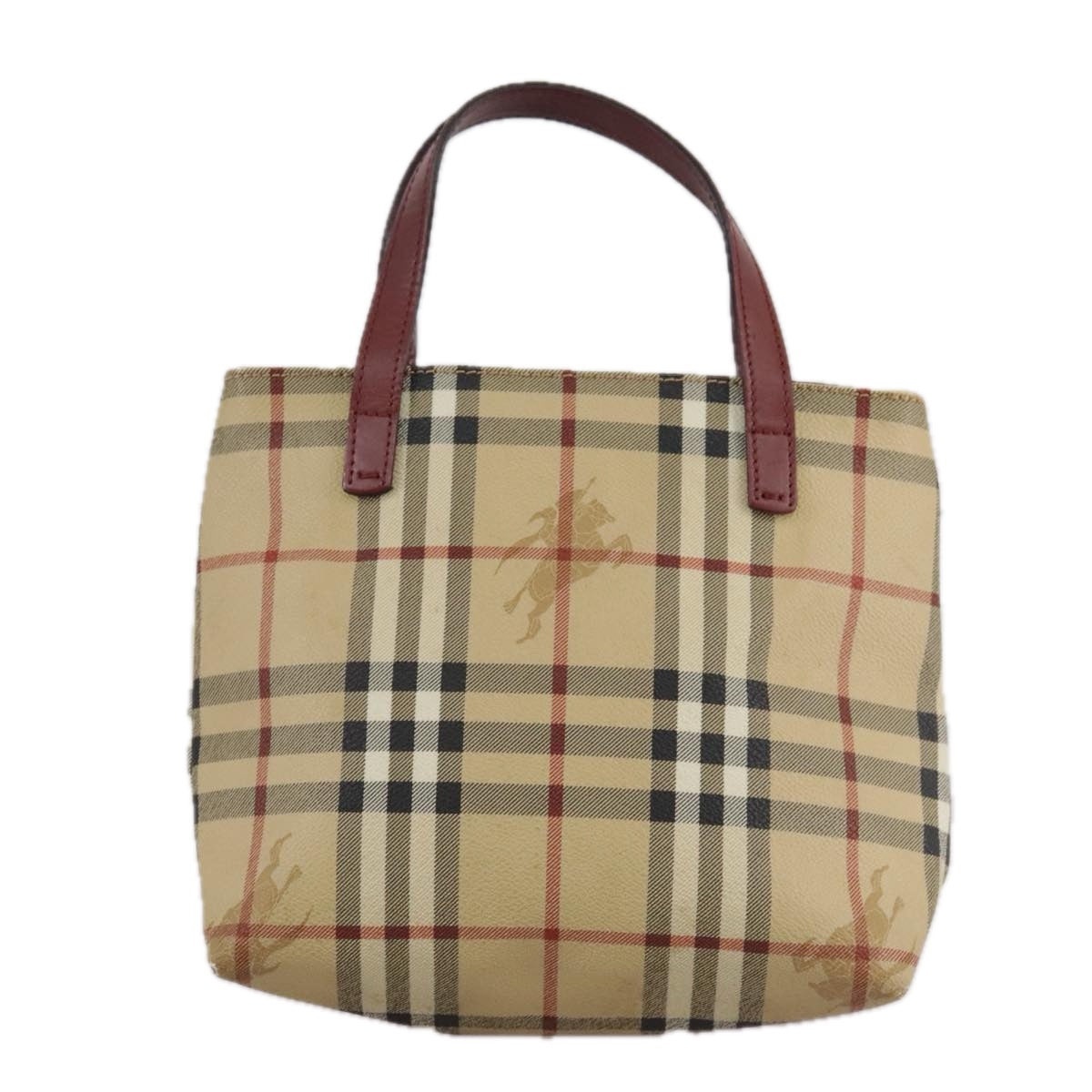 Burberry Nova Check Hand Bag Pvc Leather Beige - 2
