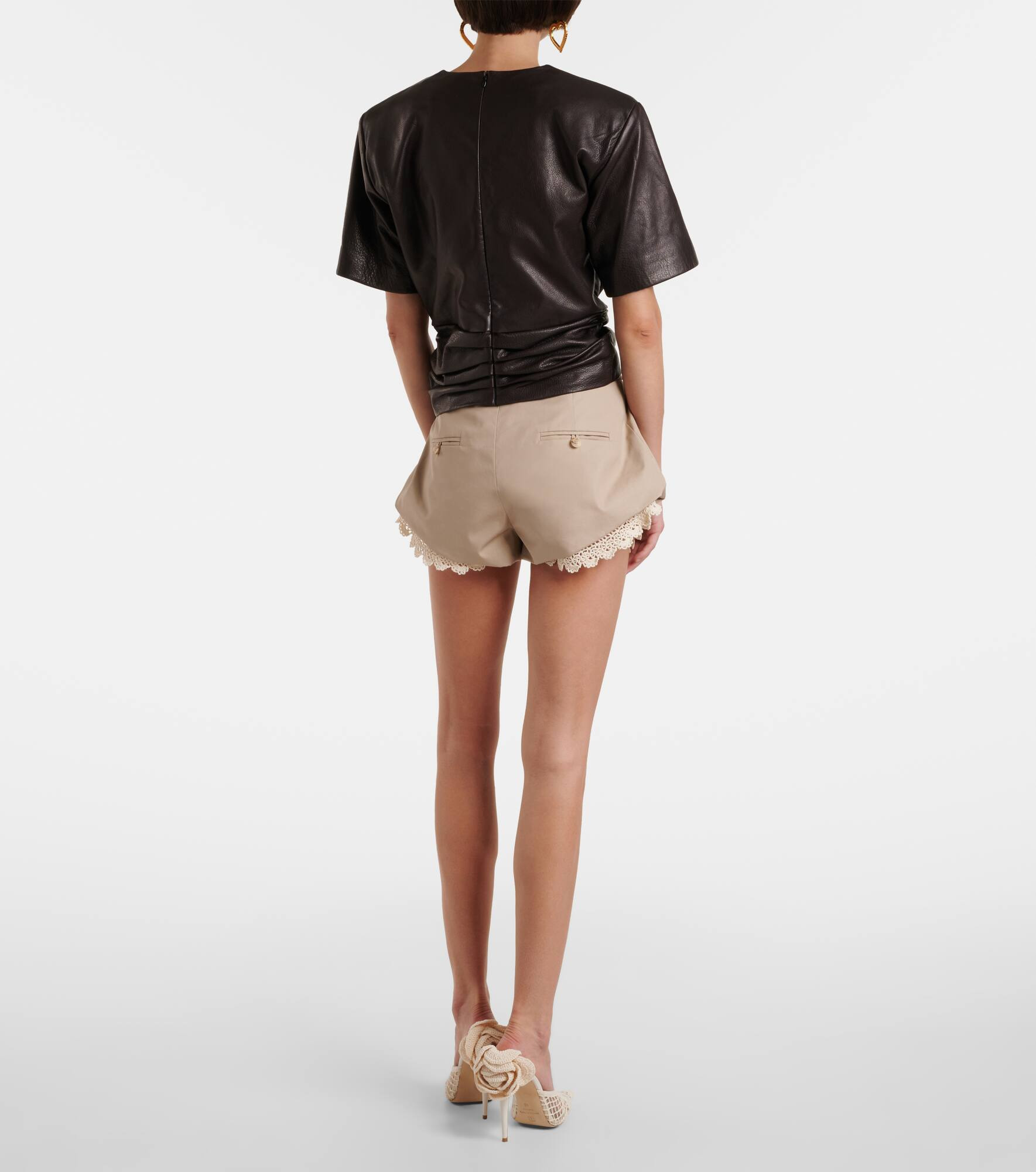Knot-detail leather T-shirt - 3