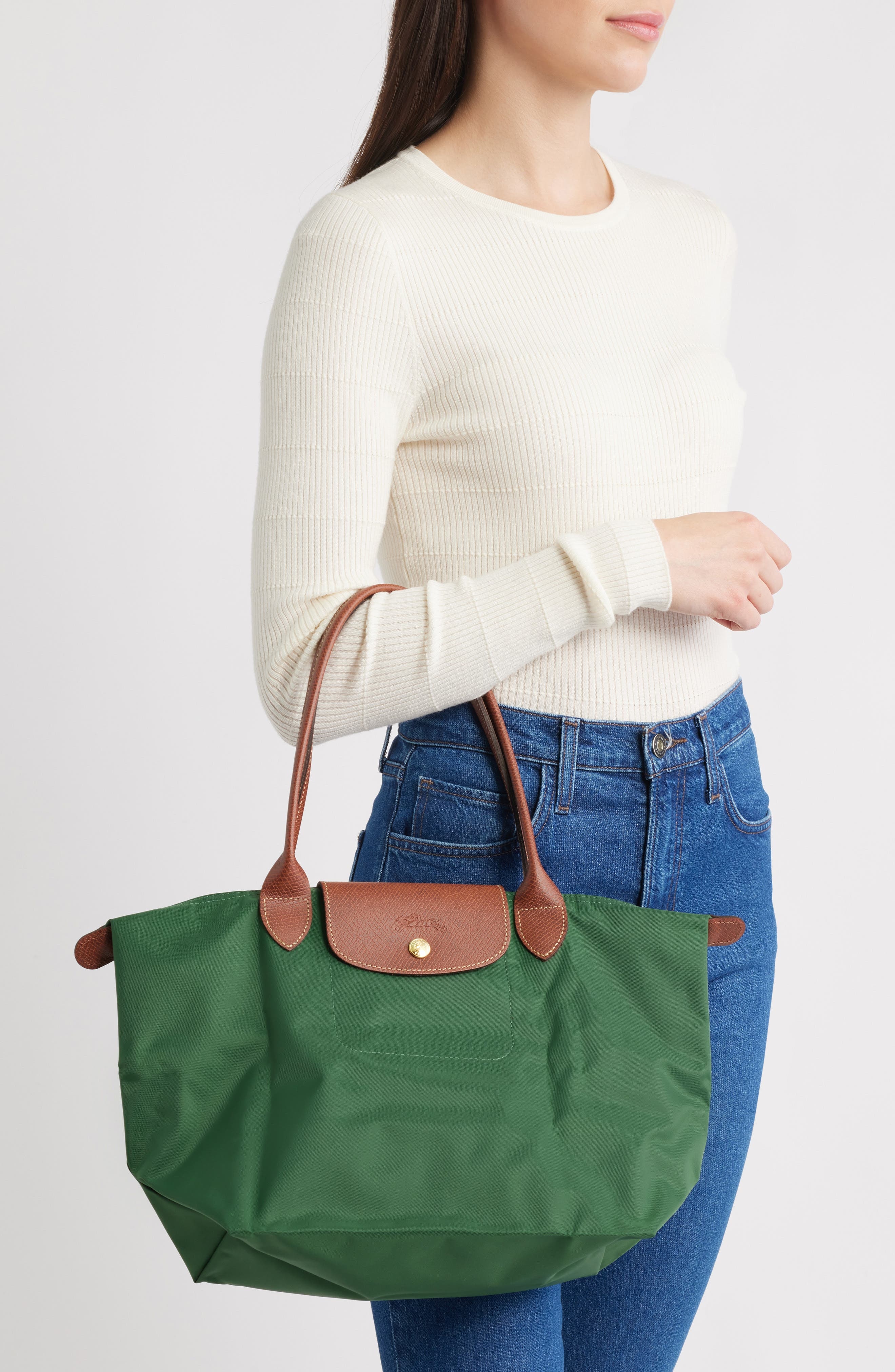 Longchamp Medium Le Pliage Nylon Shoulder Tote in British Green at Nordstrom - 8