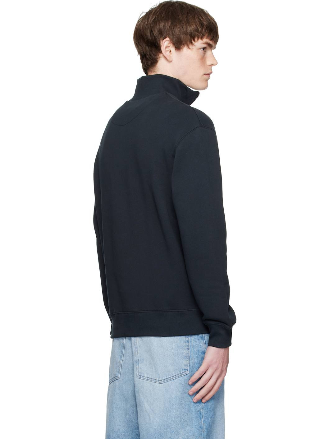 Navy Double Bold Fox Head Half Zip Comfort Sweatshirt - 3