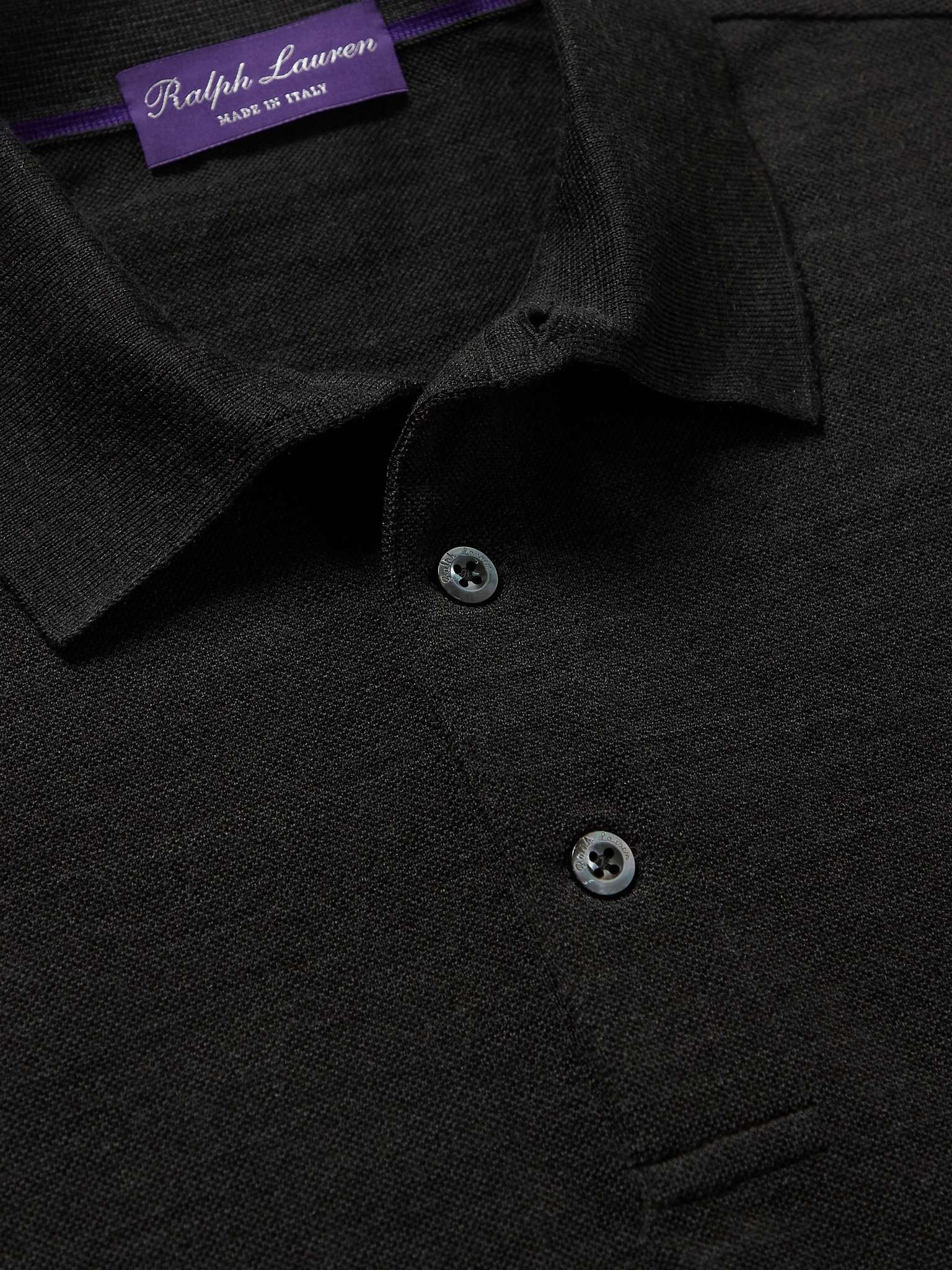 Logo-Embroidered Wool-Piqué Polo Shirt - 5