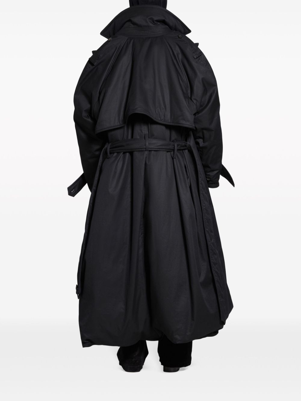 belted padded trench coat - 4