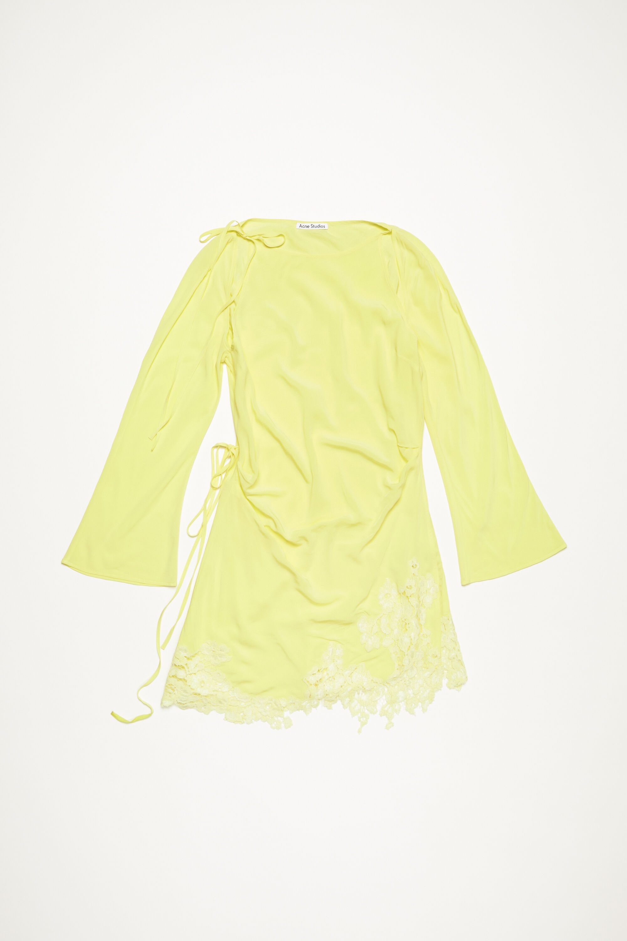 Lace trim dress - Fluo yellow - 1