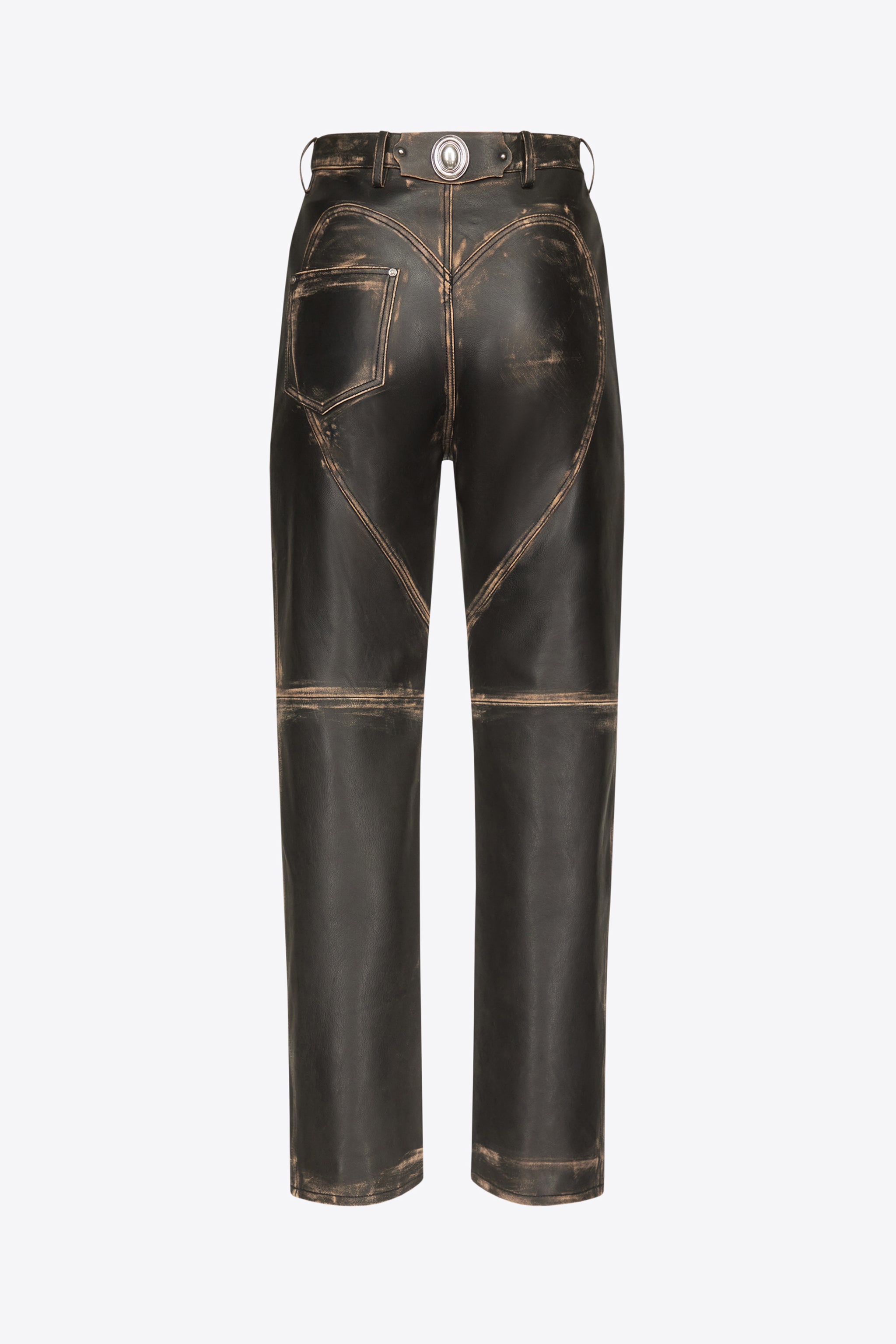 STUDDED LEATHER SLIT JEAN - 2
