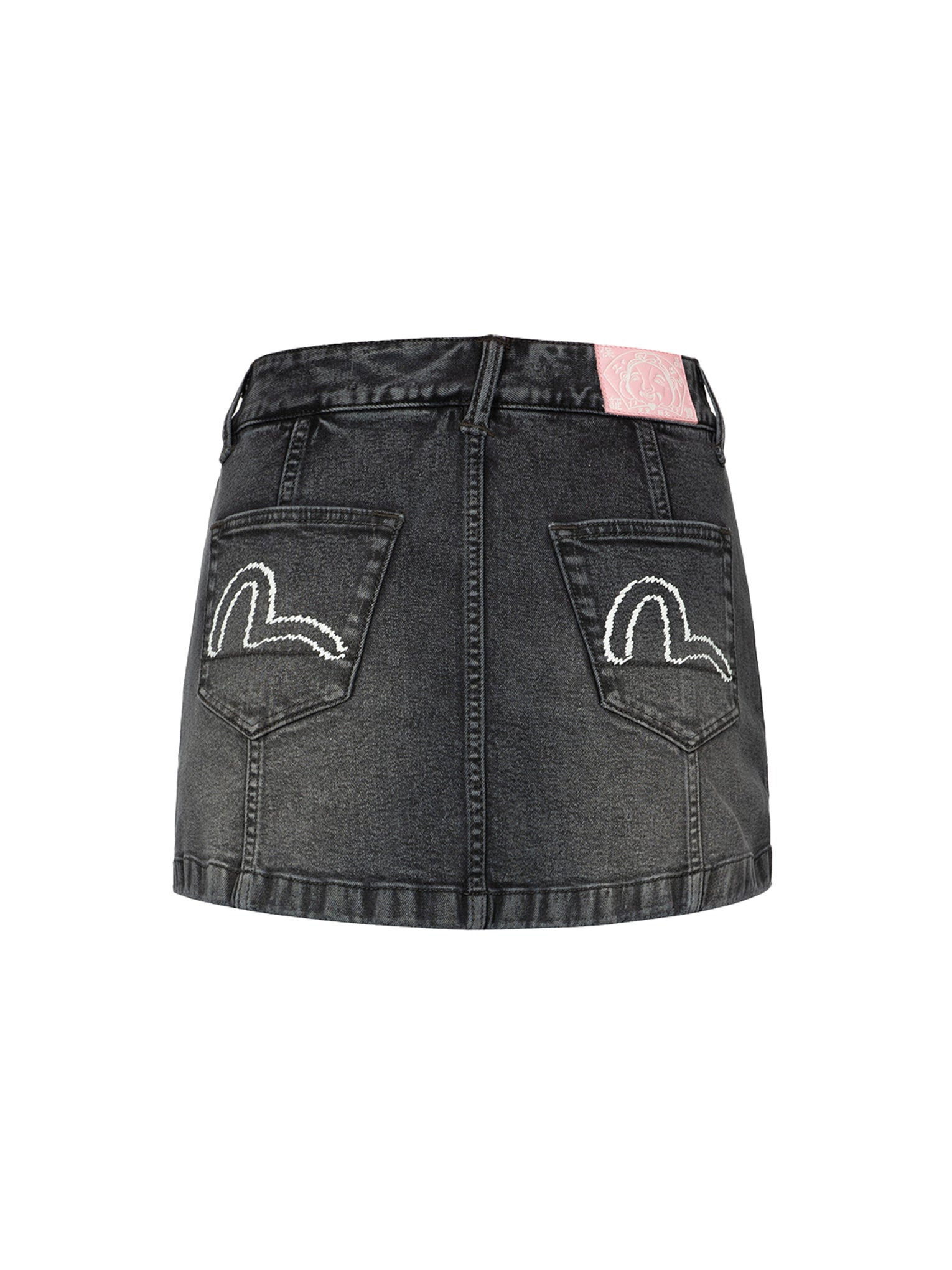 SEAGULL EMBROIDERY WASHED FASHION FIT DENIM SKORT - 12