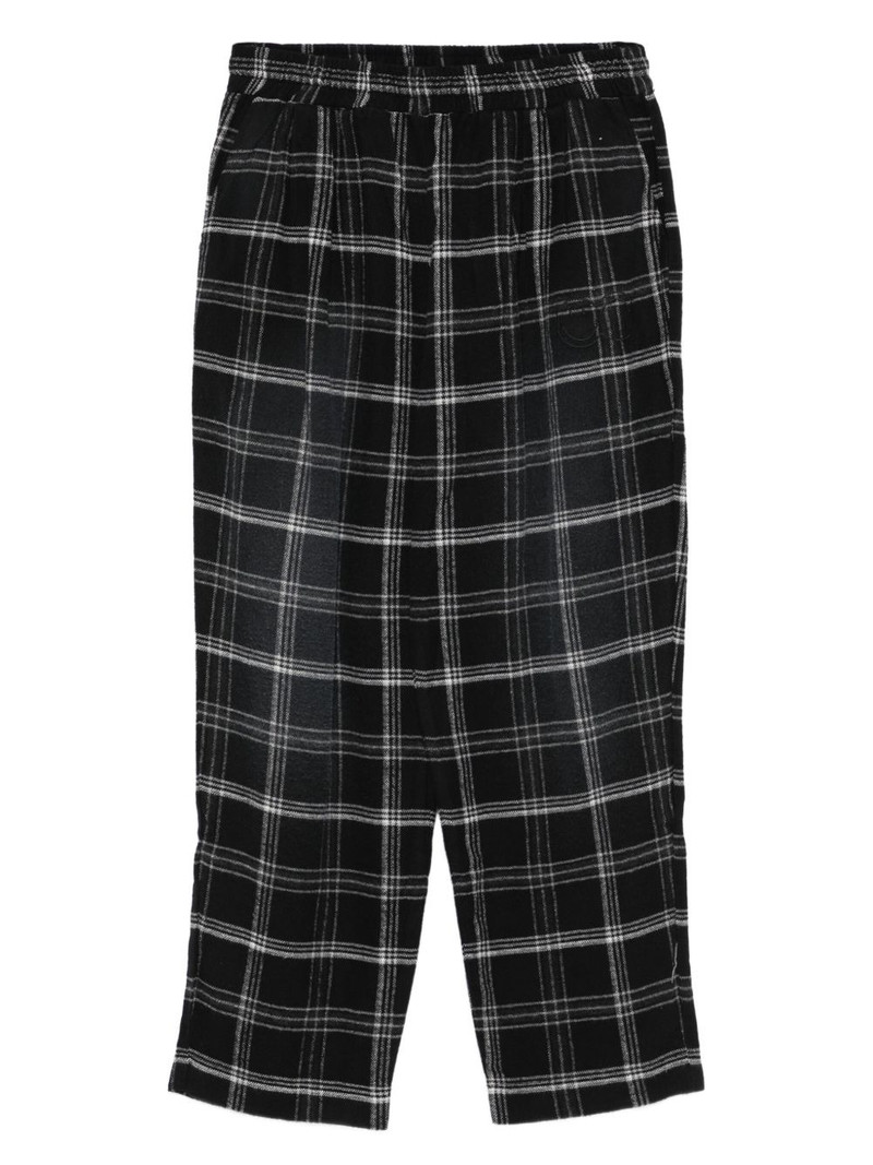 checked elastic-waist trousers 1
