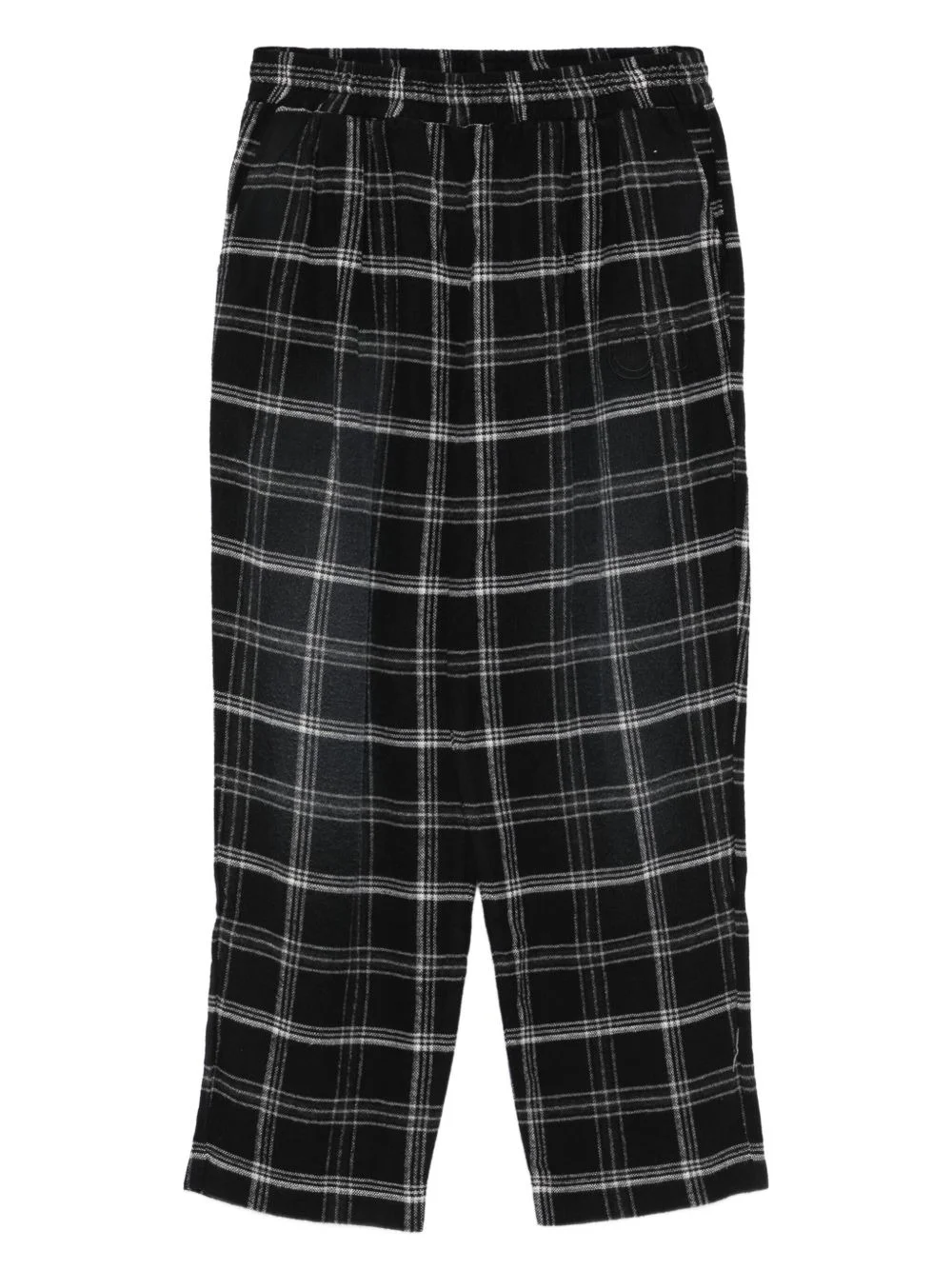 checked elastic-waist trousers - 1
